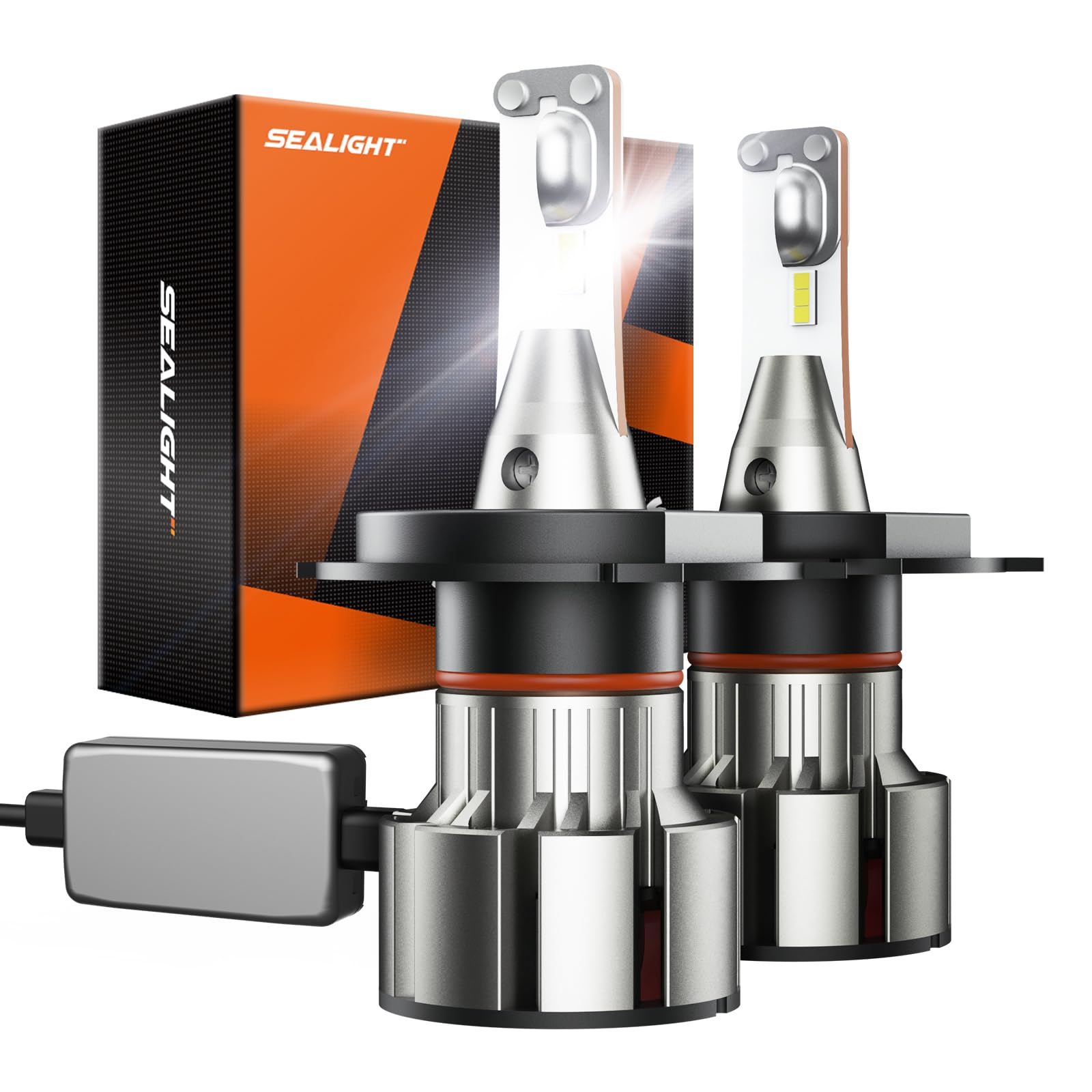 SEALIGHT H4/9003/HB2 Driving Light Bulbs, 36000LM Super Bright 9003 Dual Beam Bulbs, 6000K Cool White H4 Fog Lights, Plug-N-Play