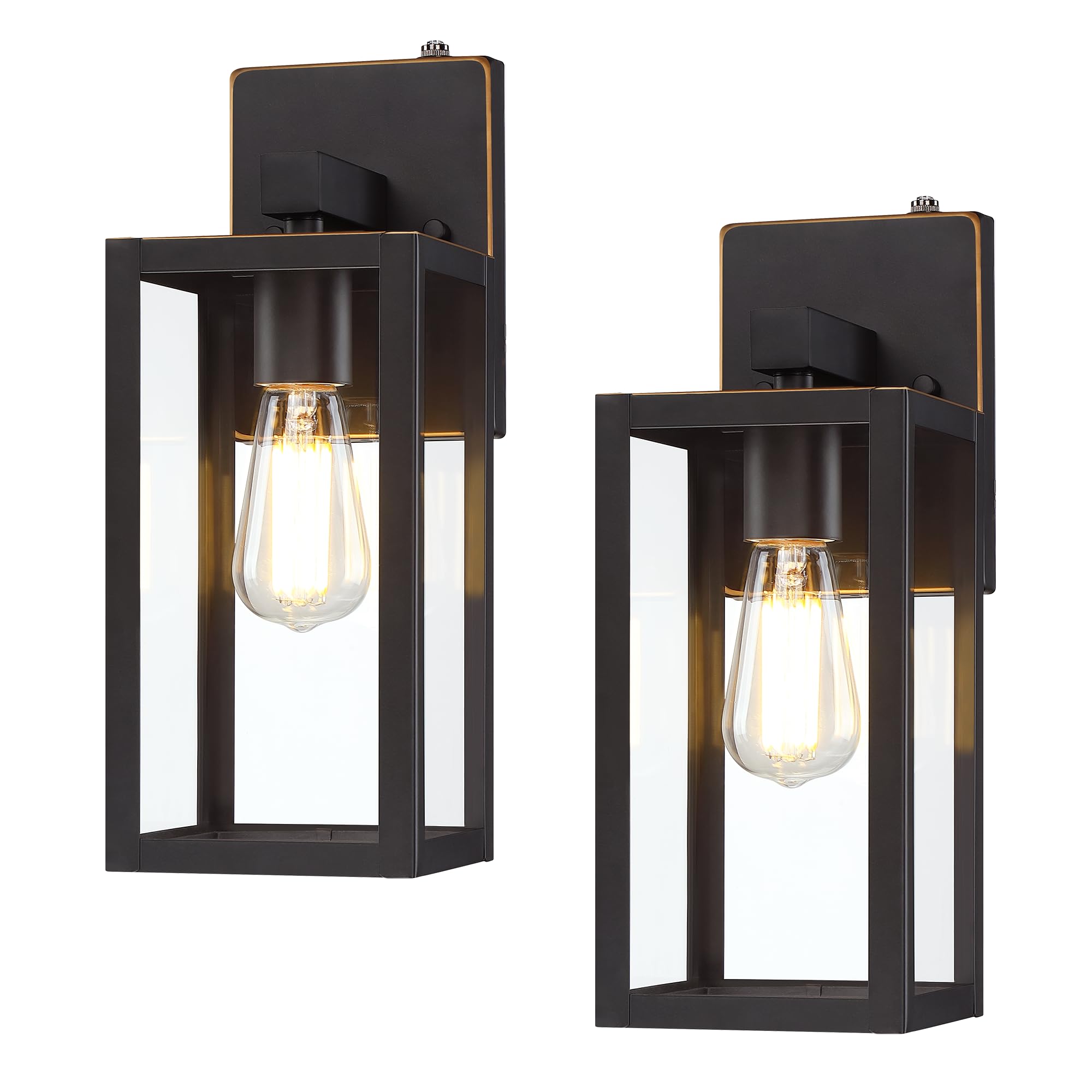 Yaokuem Dusk To Dawn Outdoor Wall Lantern  Photocell Sensor Wall Sconce As Porch Lighting Fixture  E26 Medium Base  Metal Housing Plus Glass  Bulbs Not Included  Oil Rubbed Bronze Finish  2-Pack