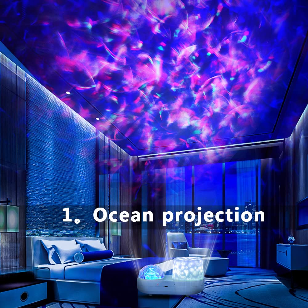 Kelahouse Ocean Star Sky Night Light Projector, 360° Rotating Galaxy Lamp For Kids