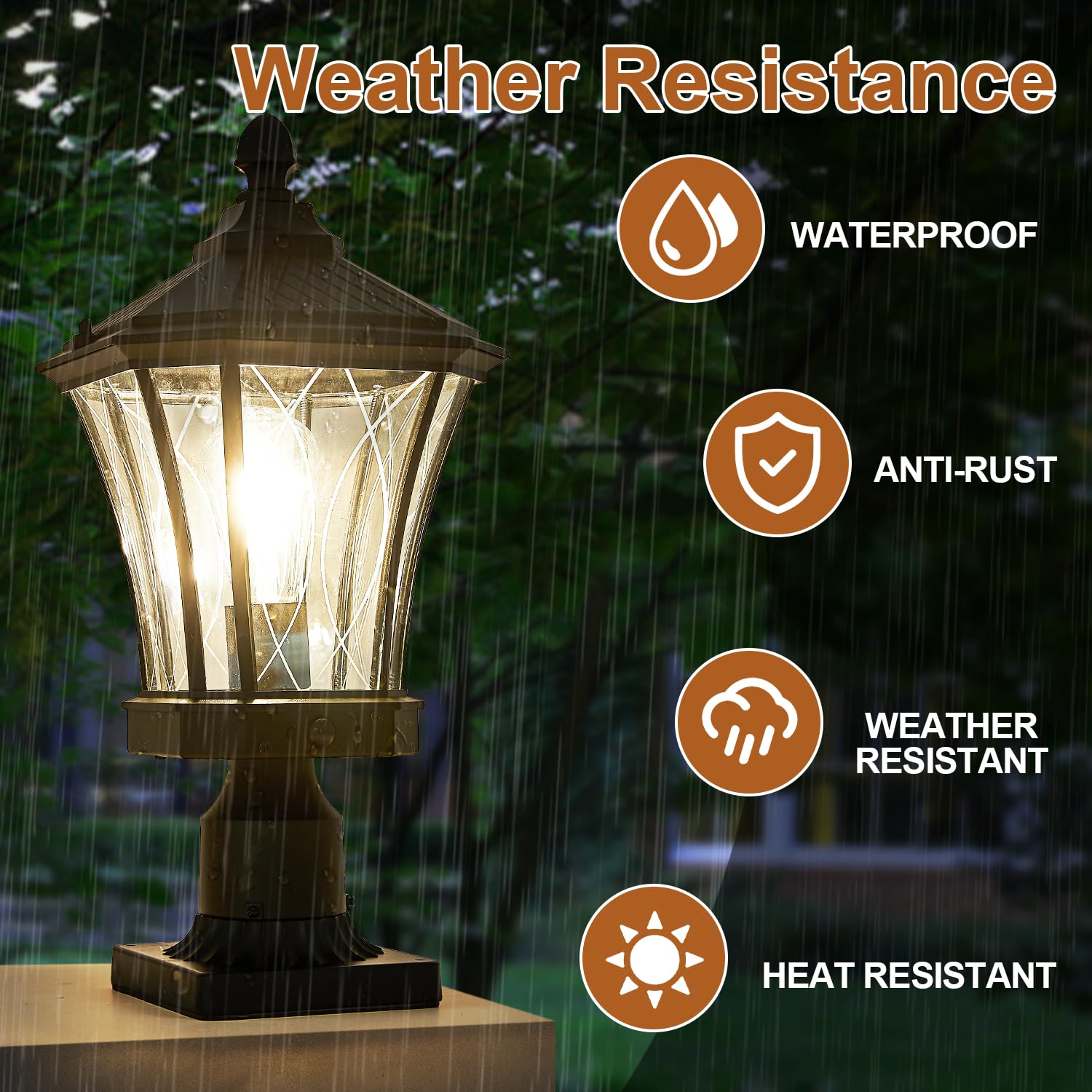 Scnycul Motion Sensor Outdoor Post Lights With Pier Mount Base, Dusk To Dawn Outdoor Pillar Lamps Waterproof Exterior Post Lamp