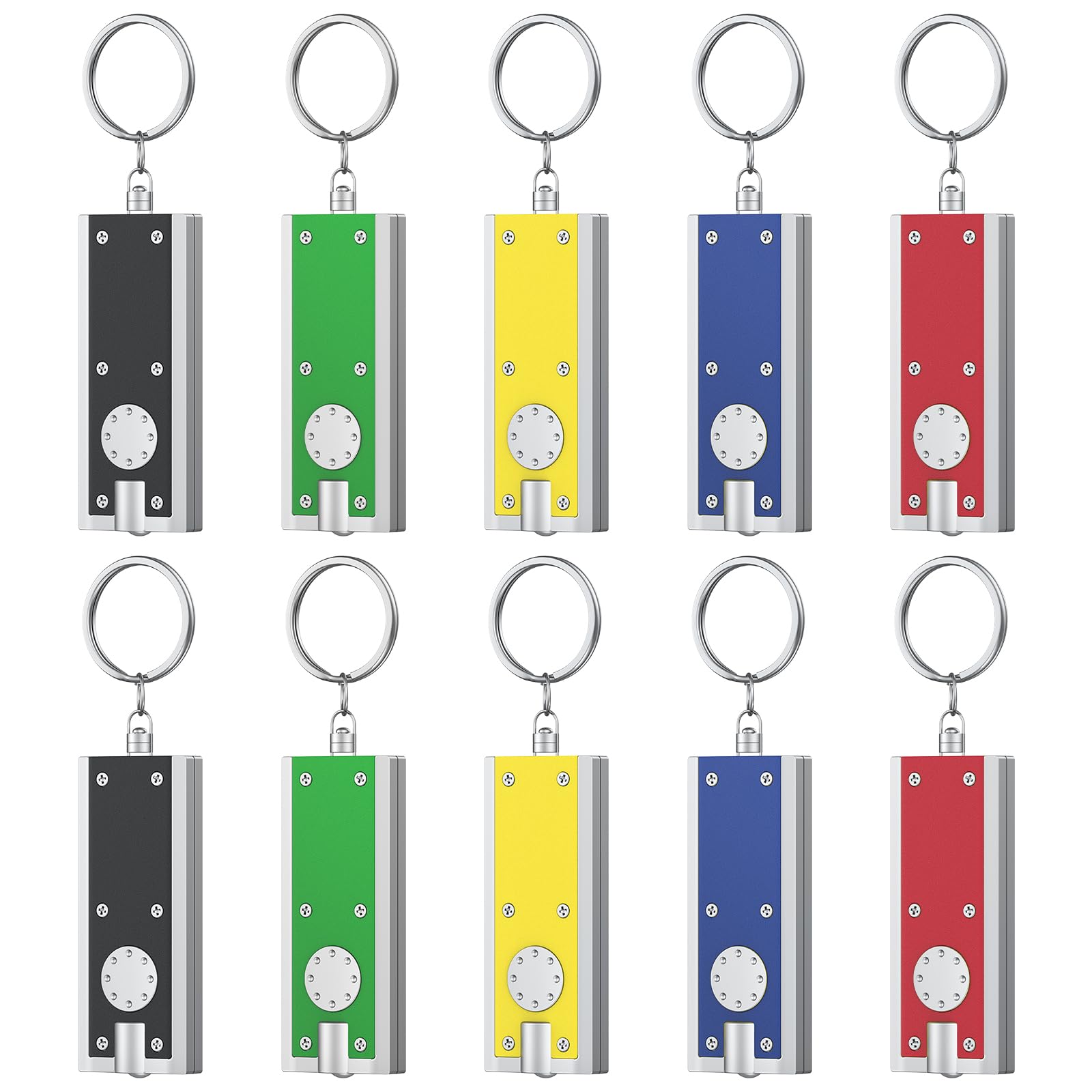 Uniclife 10 Pack LED Keychain Flashlight Mini Square LED Keychain Light 12 Lumen Portable Bright Battery Powered Key Ring Torch 