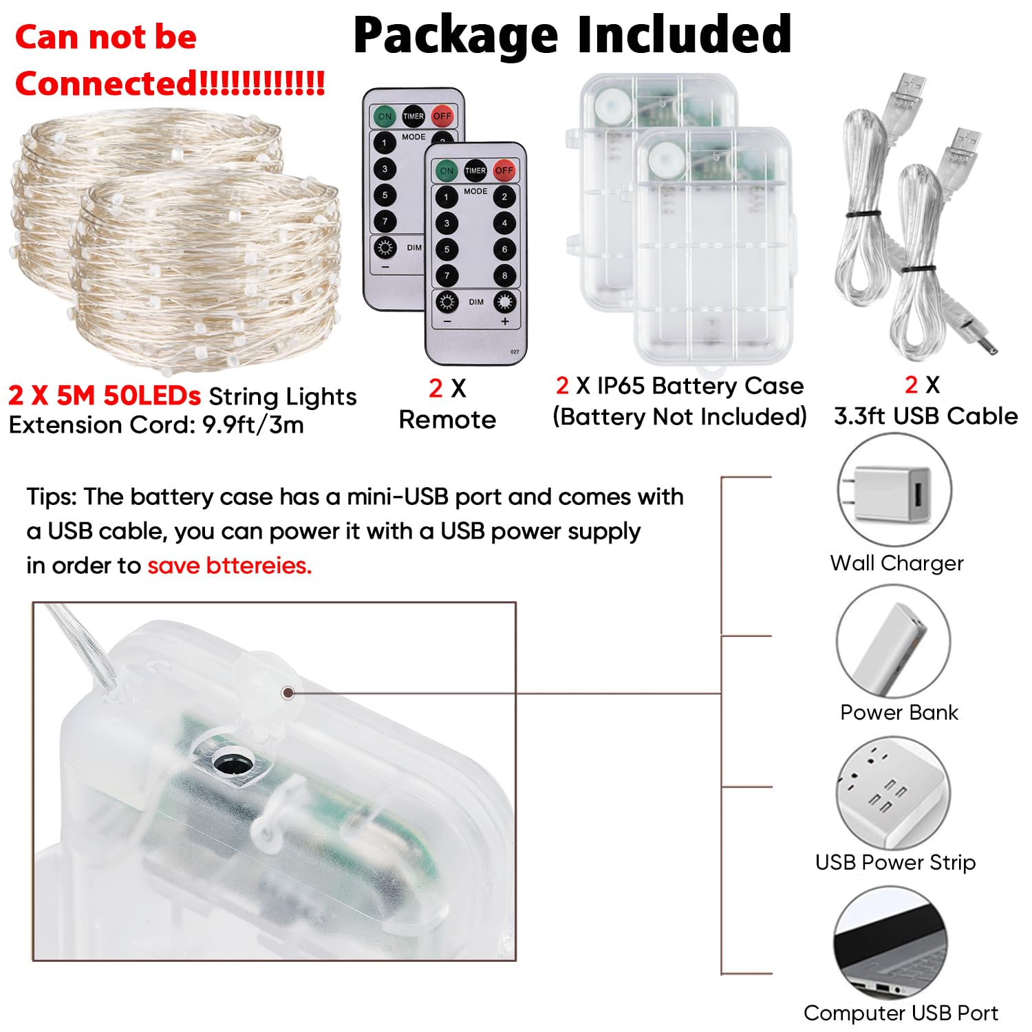 Omika 2 Pack Battery Operated Uv Blacklight Led String Lights 16.4Ft, 8 Modes, Purple, Flexible With Remote For Halloween Décor