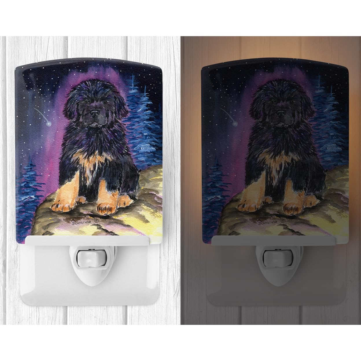 Carolines Treasures Ceramic Night Light, SS8440CNL, 6x4x3in, Multicolor, Tibetan Mastiff, UL-Certified for Bedroom, Bathroom, Nursery