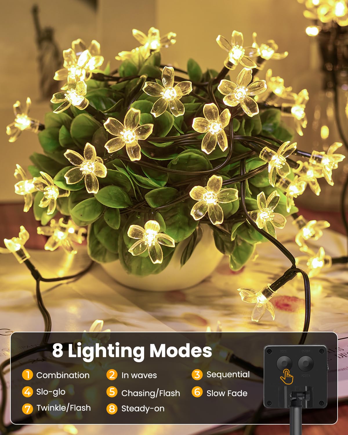 Brightown 60 Led Solar String Lights Flower Outdoor Waterproof Fairy Lights For Garden Yard Fence Patio Christmas Tree Wedding P