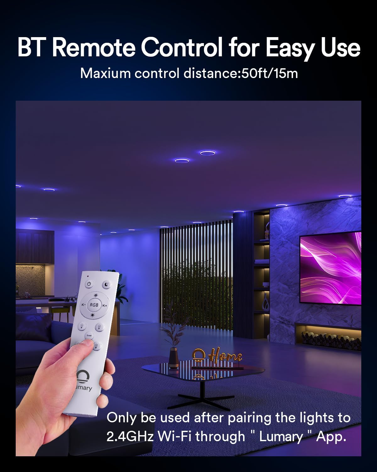Lumary Smart LED Recessed Light Pro, 4 Inch, 9W, RGB/Night Ring, ETL Listed, White, Model L-SD4G1, 1 Pack