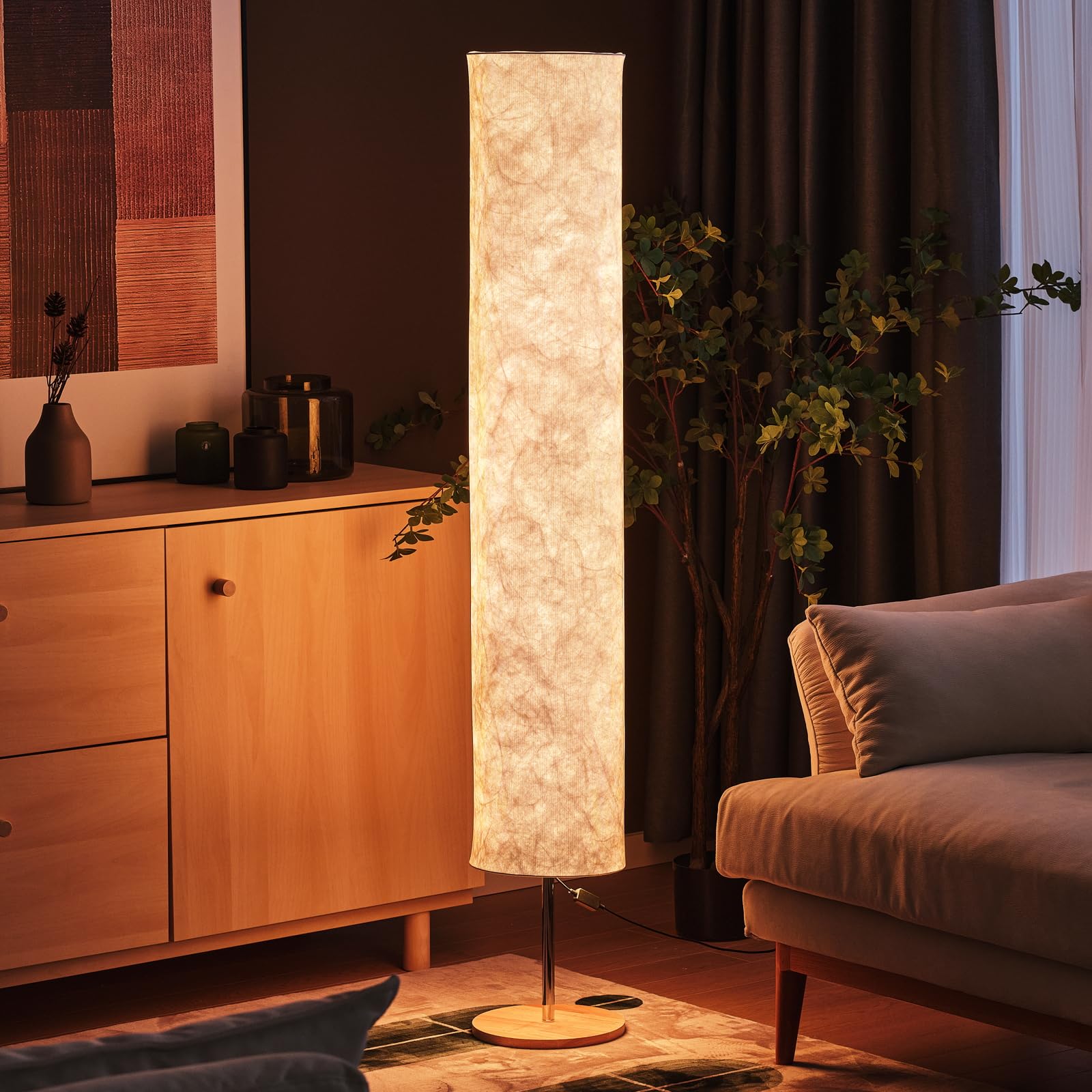 58 Inch Soft Light Floor Lamp Simple Design Morden 3 Color Lighting Remote Control,Led Lamp With Tyvek Fabric Shade,Brightness Adjustable For Living Room Bedroom Game Room