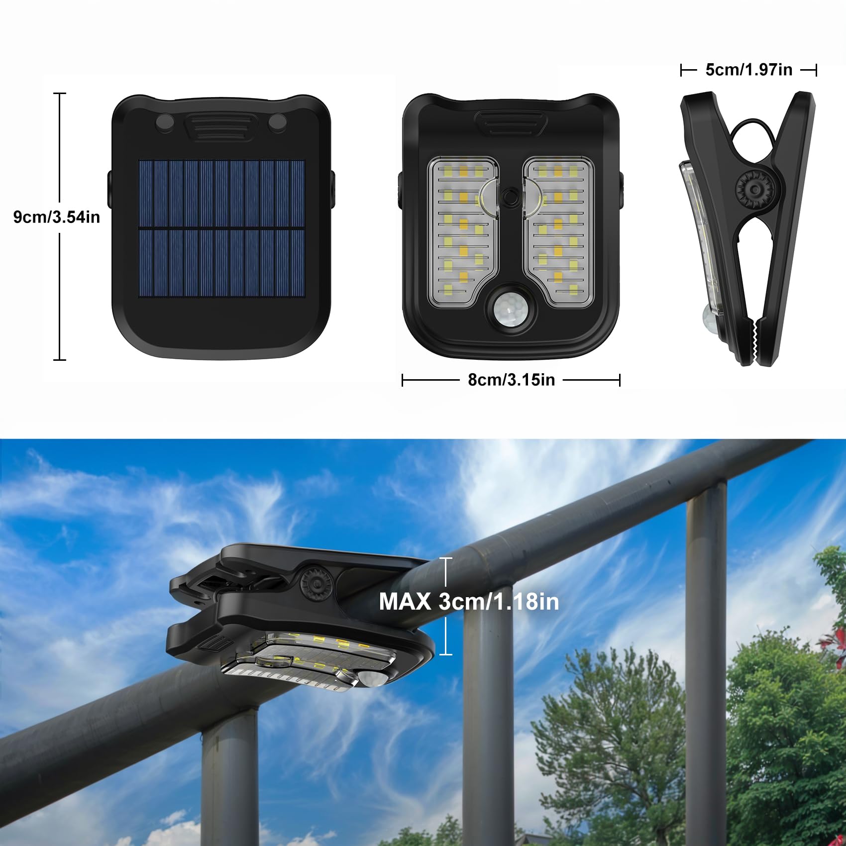 Tryme Small Solar Lights For Chain Link Fence Outdoor Motion Sensor Clip On Solar Lights For Garden Gate Deck Step Patio Camping