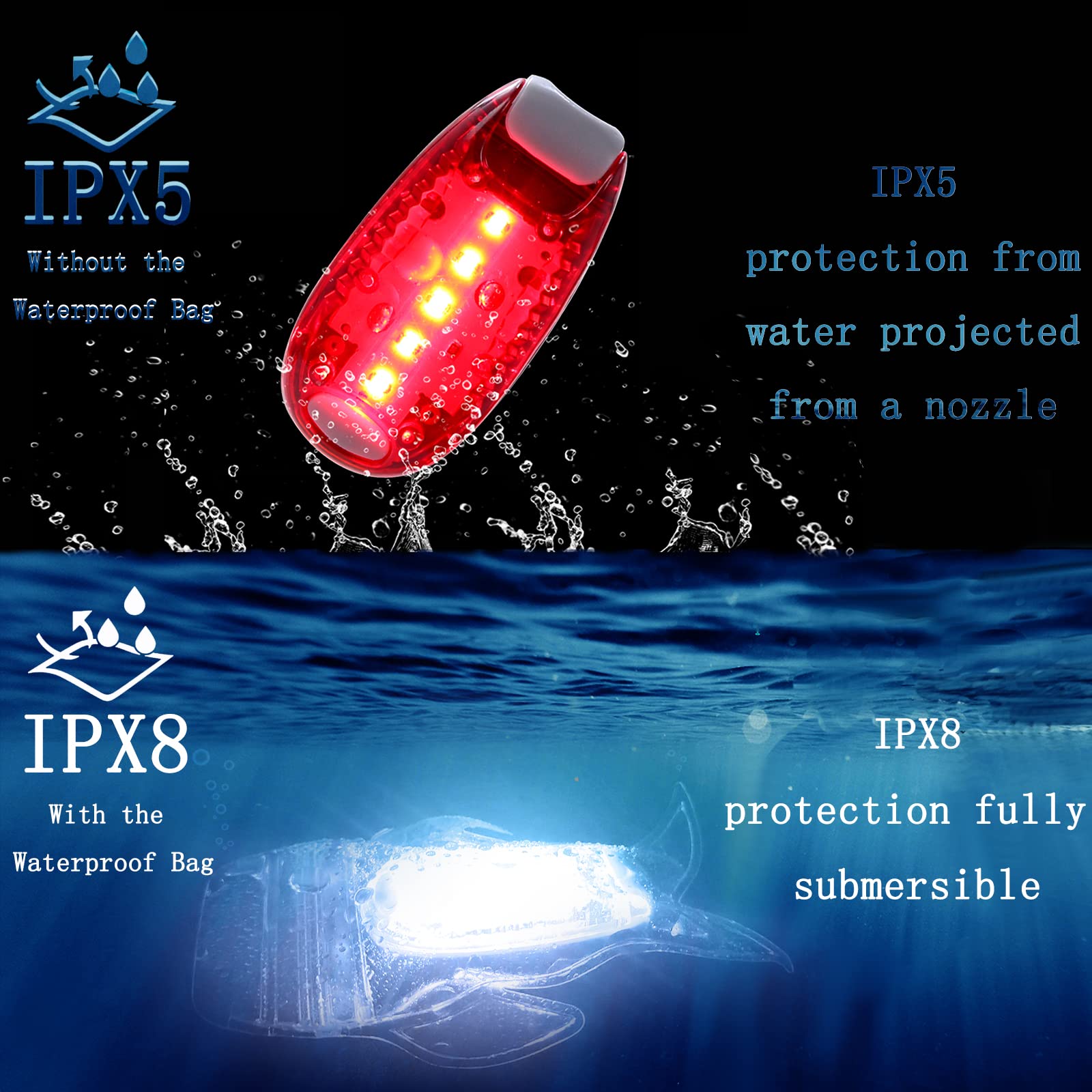 Amzonly 4-Pack Kayak Navigation Lights, IPX8 Waterproof, Battery Operated, Green/Red, Model A212-LED-2, for Canoe, Paddle Board, Jetski
