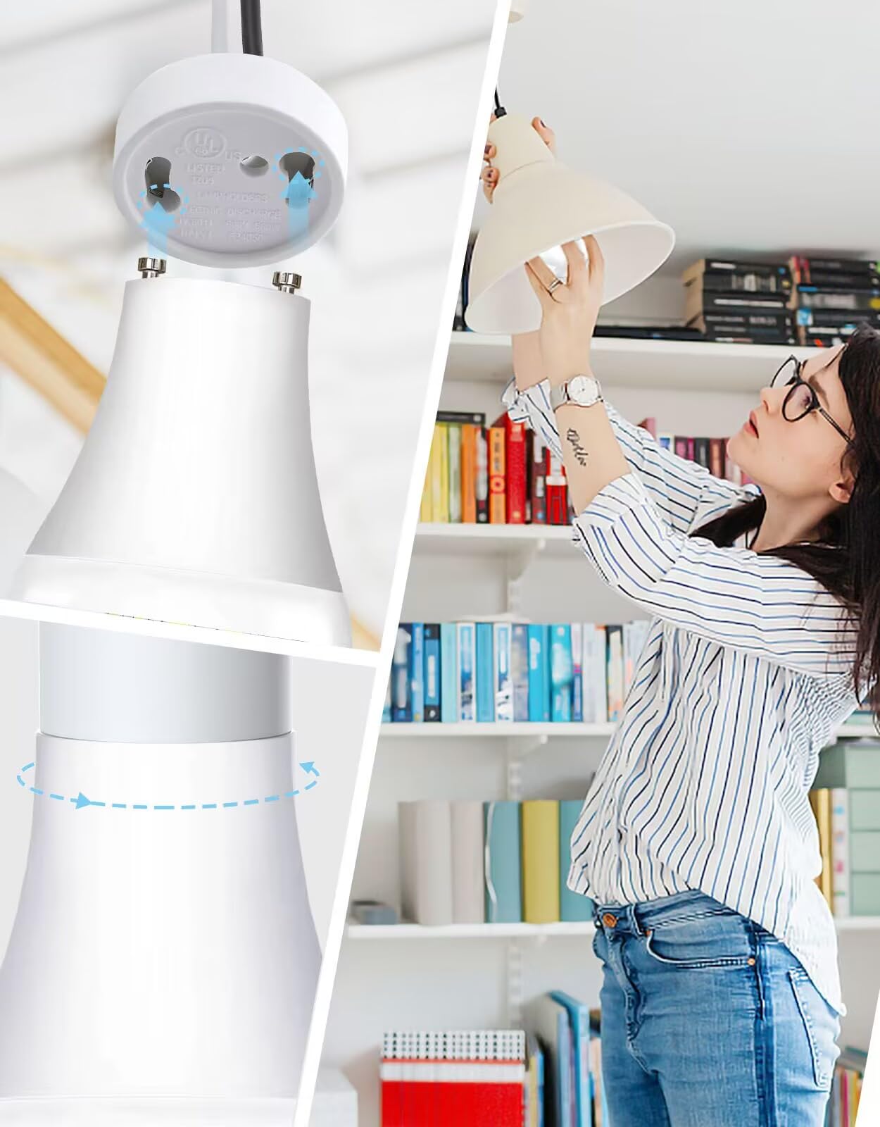 Super Bright Gu24 Led Light Bulb 9W, 1100 Lumens 5000K Daylight,Twist And Lock Gu24 Pin Base With Two Prongs,Replacement Cfl Two