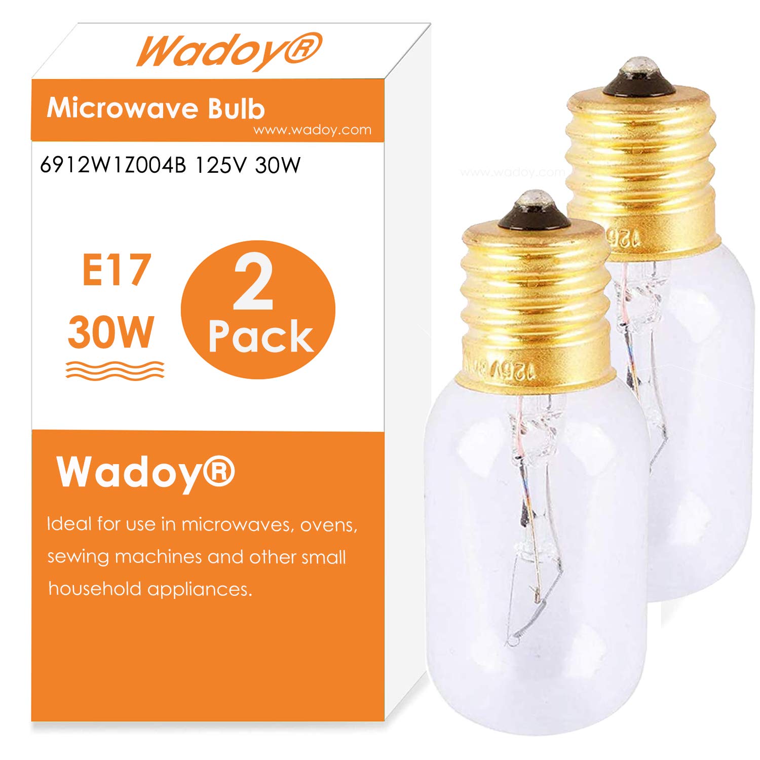 Wadoy Microwave Light Bulb 30W 125V Compatible with LG/Frigidaire/Kenmore Model 6912W1Z004B 2 Count