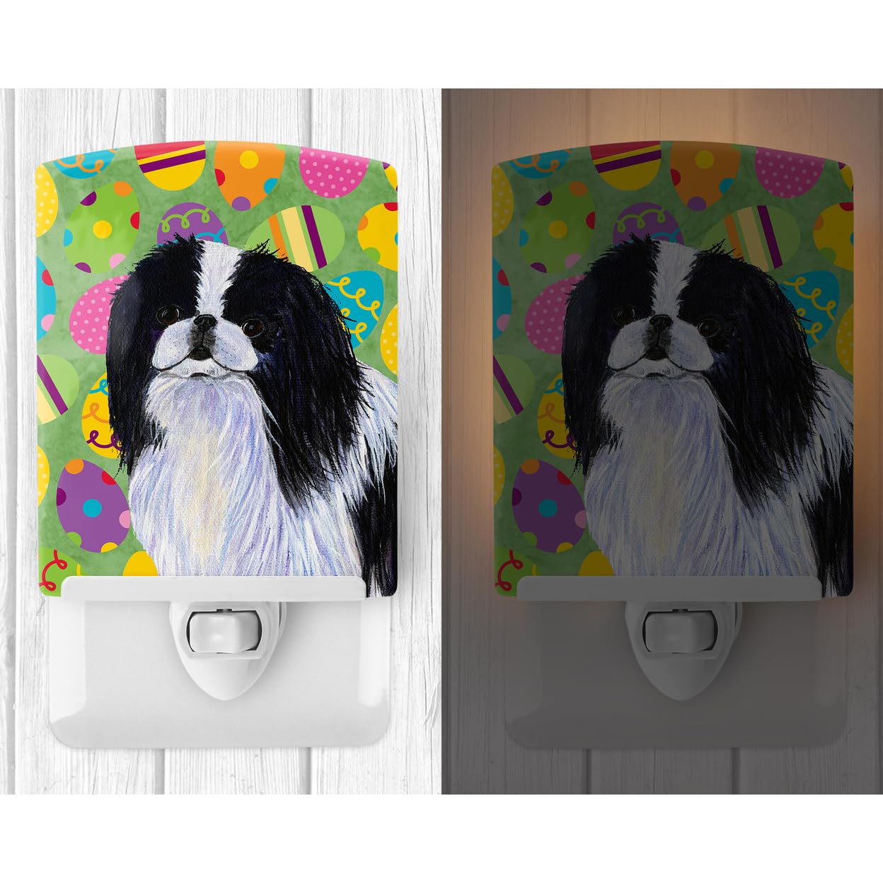 Carolines Treasures Night Light Ceramic, Japanese Chin Design, Compact 6x4x3in, Multicolor, Model SS4812CNL, UL-Certified