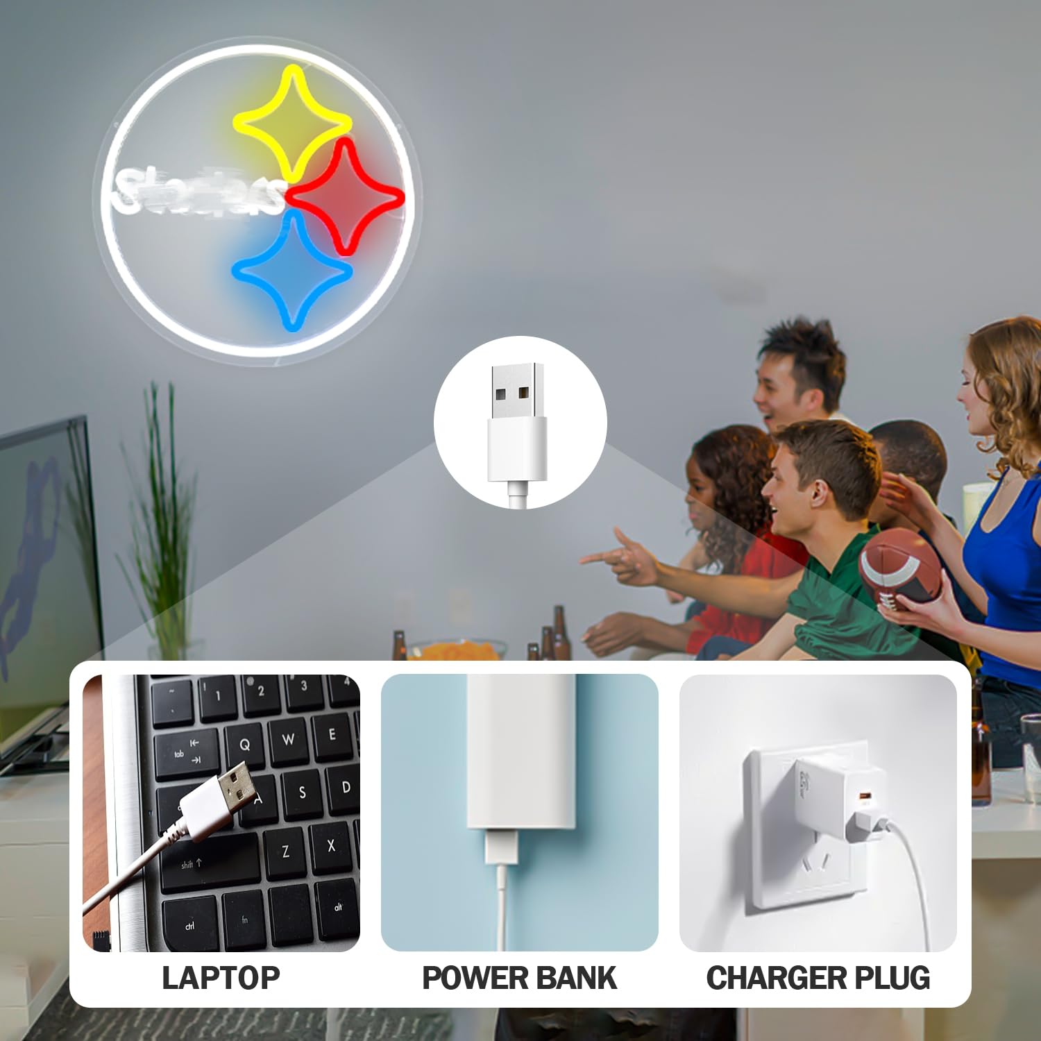 OvoNinn Football Neon Signs Football Neon Lights for Wall Decor Dimmable LED Signs for Room Bar Man Cave Light Up Sign Football