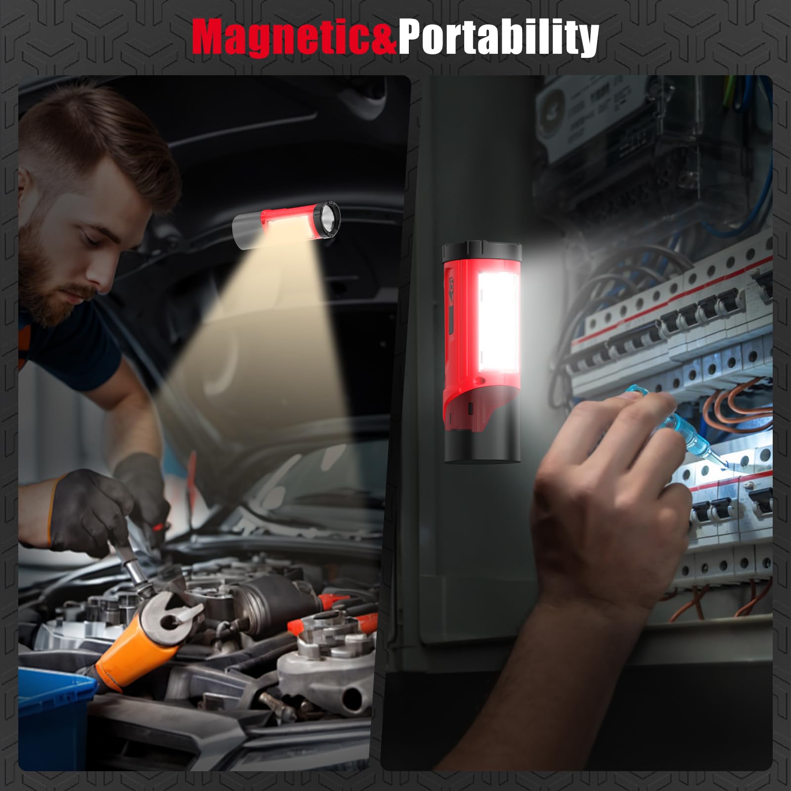 ohyes Work Light Compatible with Milwaukee 12V Battery Magnetic Max 650LM 2 in 1 Flash Light for Camping Jobsite & Workshop(Batt