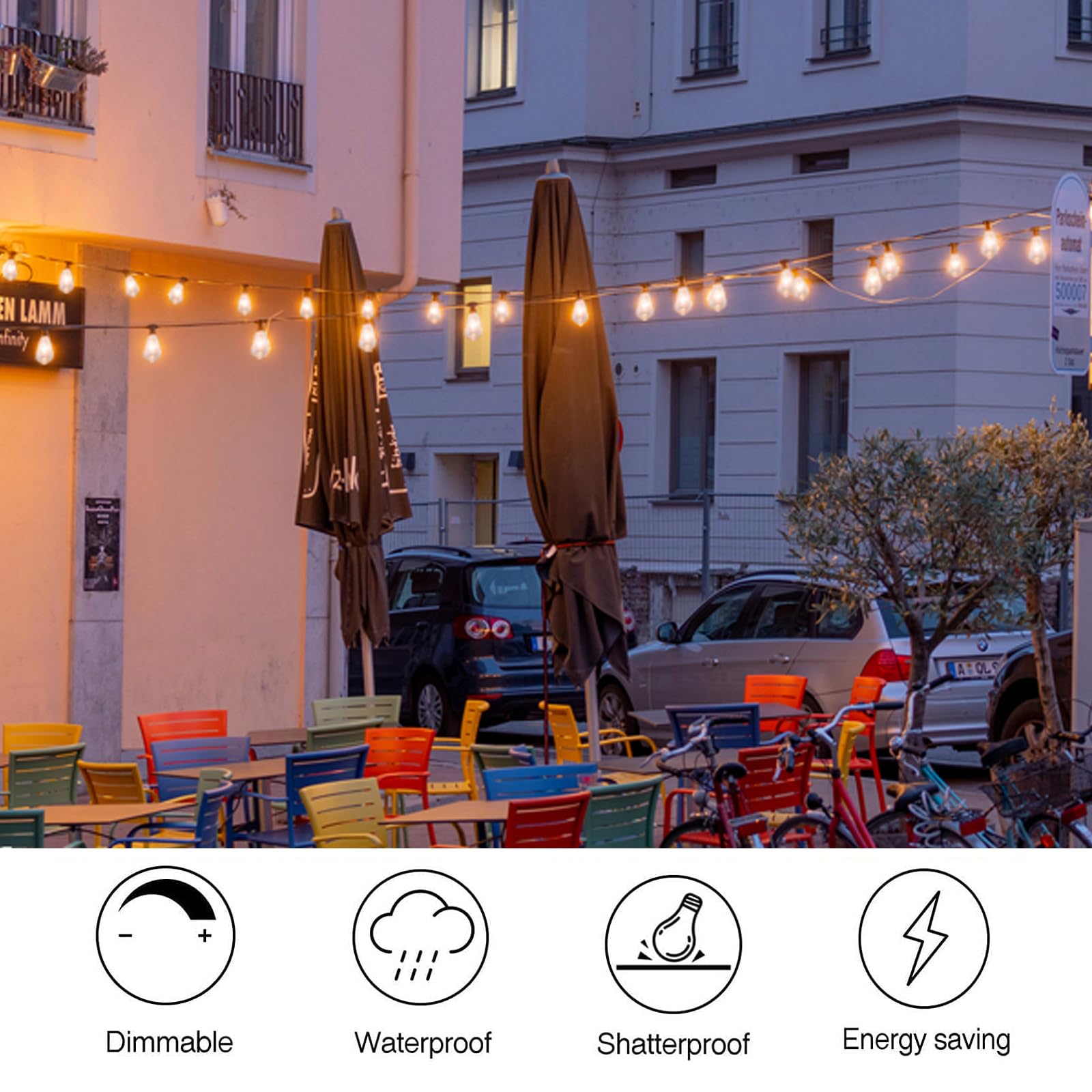 Goothy 10 Pack Led Replacement Light Bulbs, E12 Candelabra Base Edison Bulbs For St38 Outdoor Patio String Lights, 0.6W Shatterp