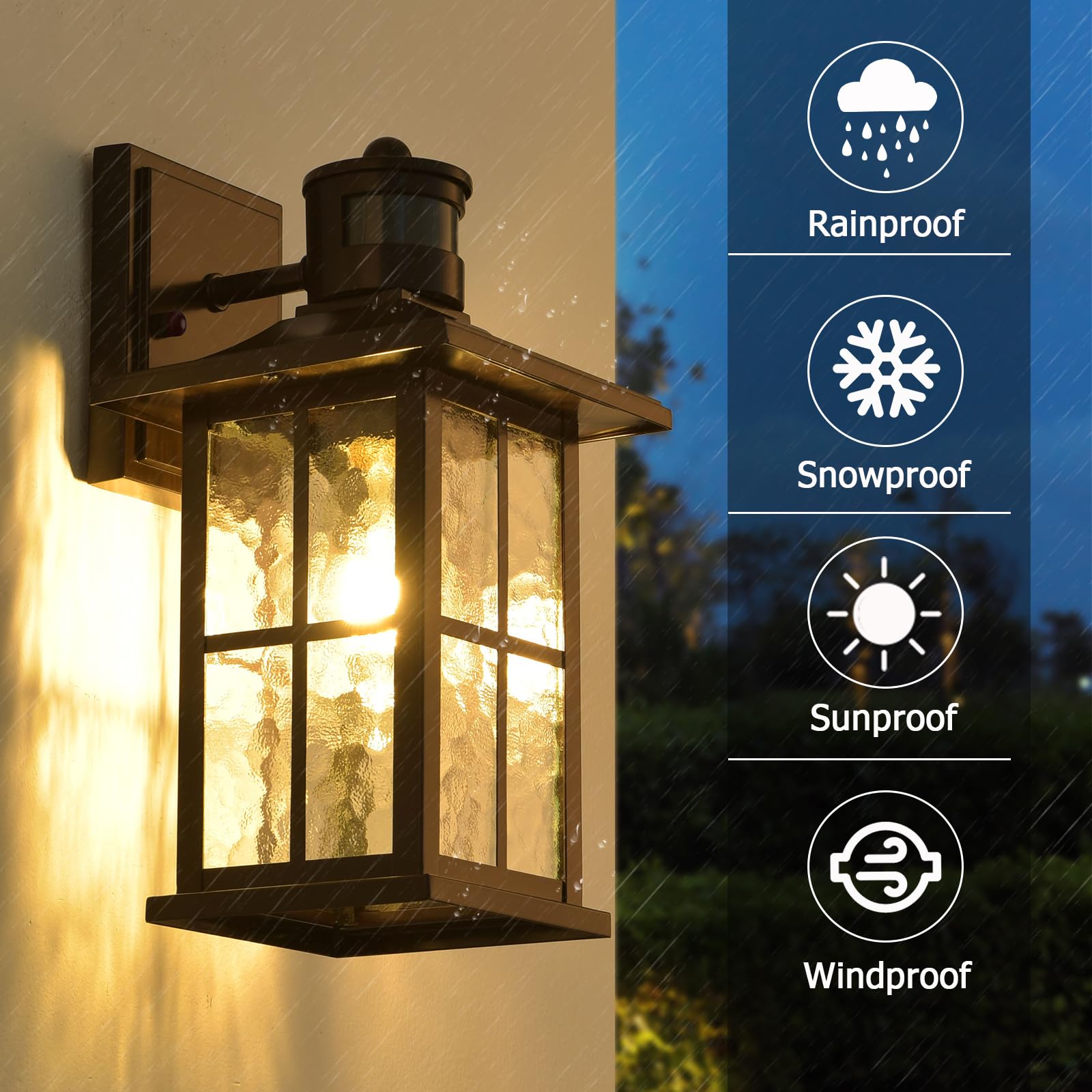 FLEDAVID Motion Sensor Outdoor Wall Lights, 2 Pack, Brown, Dusk to Dawn Sconce Fixtures for Porch, Garage, Patio - Model 5c2349b2