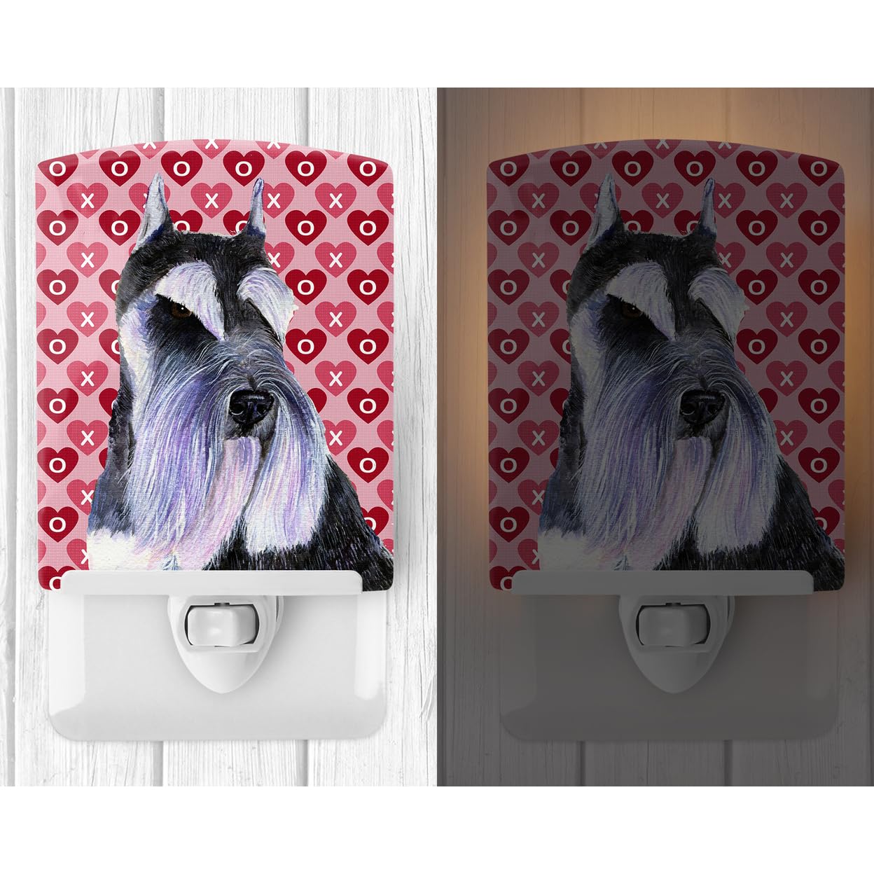 Carolines Treasures Ceramic Night Light, Schnauzer Hearts, UL-Certified, 6x4x3in, Multicolor, Model SS4477CNL