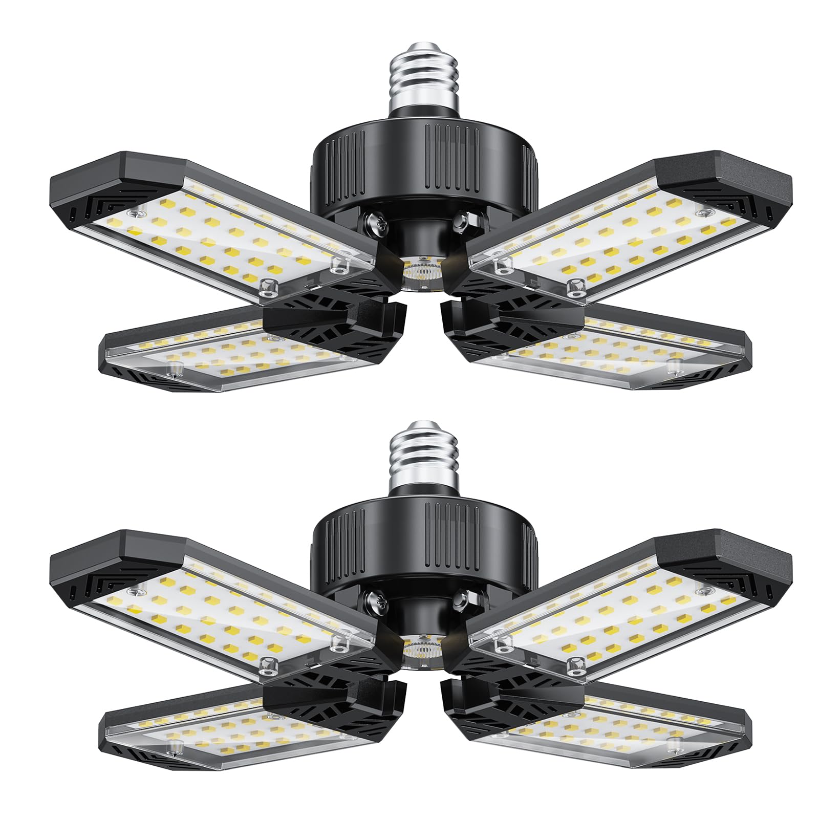 XINGHUANLIT Garage Light, 2 Pack Garage Lights Ceiling LED 120W 12000LM Bright Shop Light 6500K with 4+1 Deformable Panels, Gara