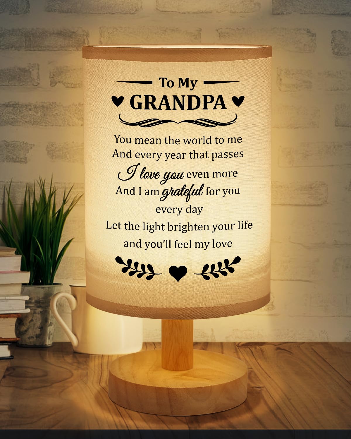 Souhoney Grandpa Gifts For Christmas From Granddaughter Grandson  Table Bedside Lamp Decor For Birthday  Grandpa Gifts Who Have Everything - Fabric Lamps Gray