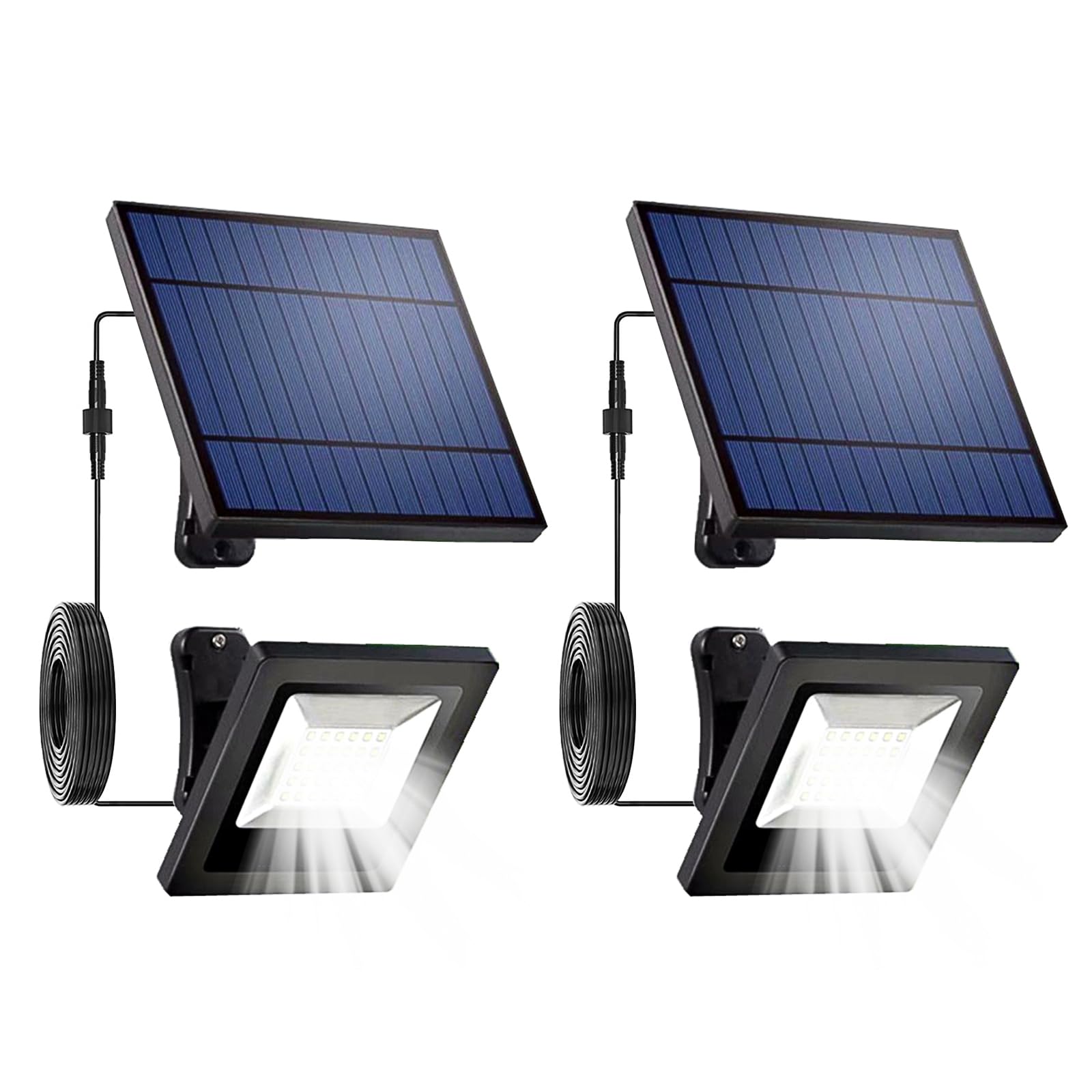 Ousam LED Solar Lights Outdoor Waterproof 6000K Spotlights 16FT Cord White 2 Pack