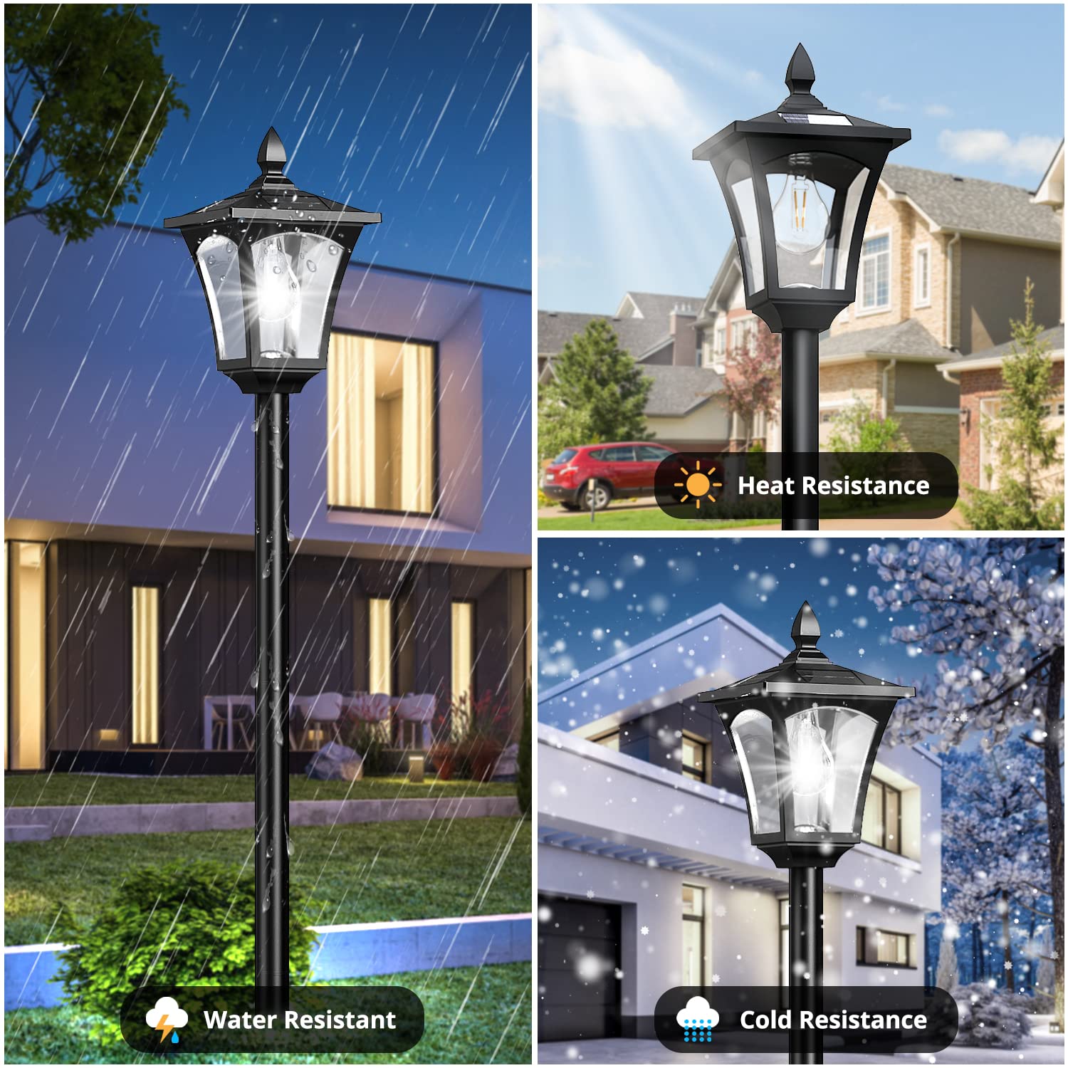 Icerona 64 Inch Outdoor Solar Lamp Post With Planter, 60 High Lumen Street Light, Waterproof For Pathway, Garden, Driveway, Lawn