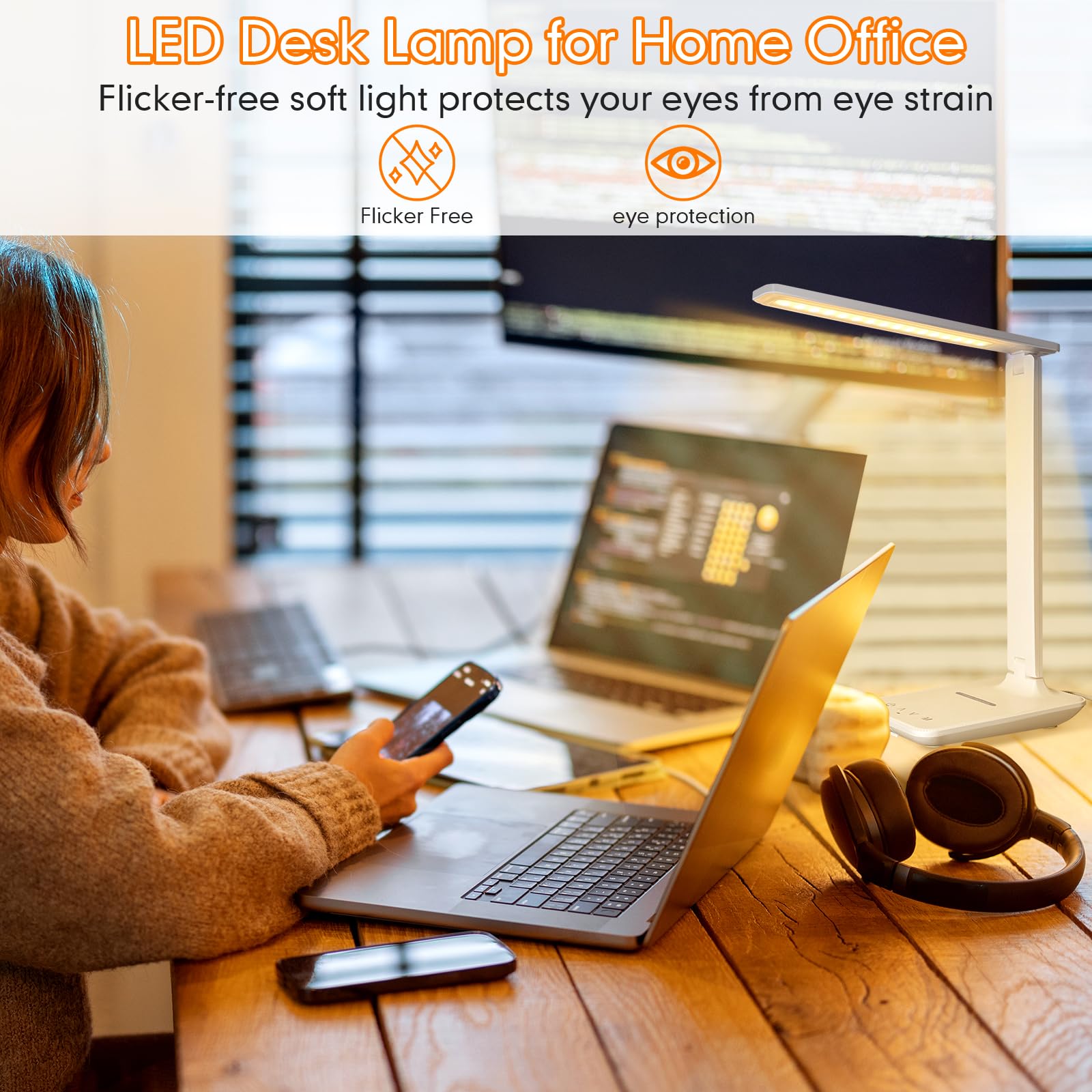karidi LED Desk Lamp with Wireless Charger, Dimmable, 5 Lighting Modes, Portable, White Pro, Model TX26A