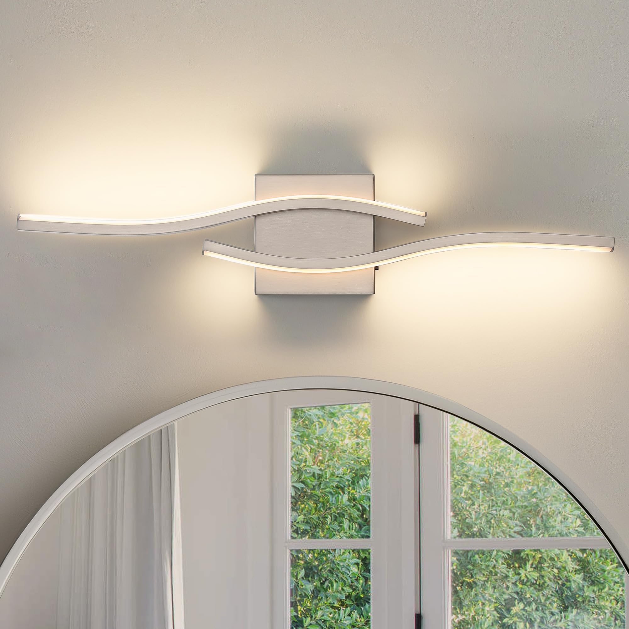 Joossnwell Brushed Nickel Bathroom Vanity Light Fixture 5CCT Dimmable 23 Inch Aluminum Model 3217