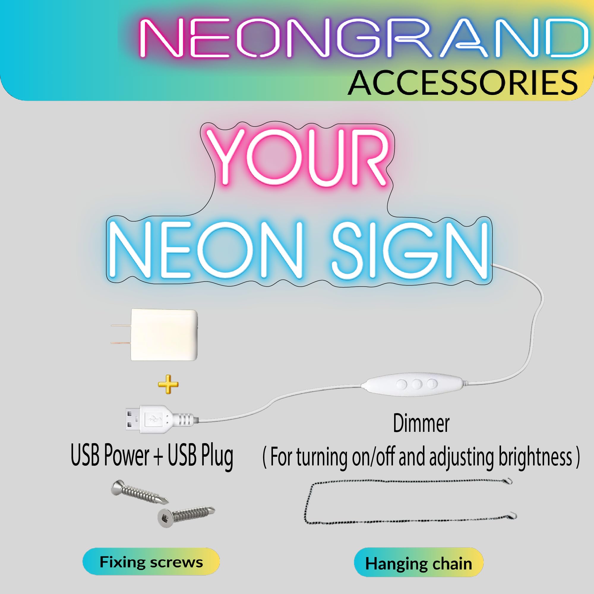 NEONGRAND LED Neon Open Sign - Adjustable Brightness, Ice Blue & Pink, 16.5x11'' - Perfect for Bars, Salons, and Stores