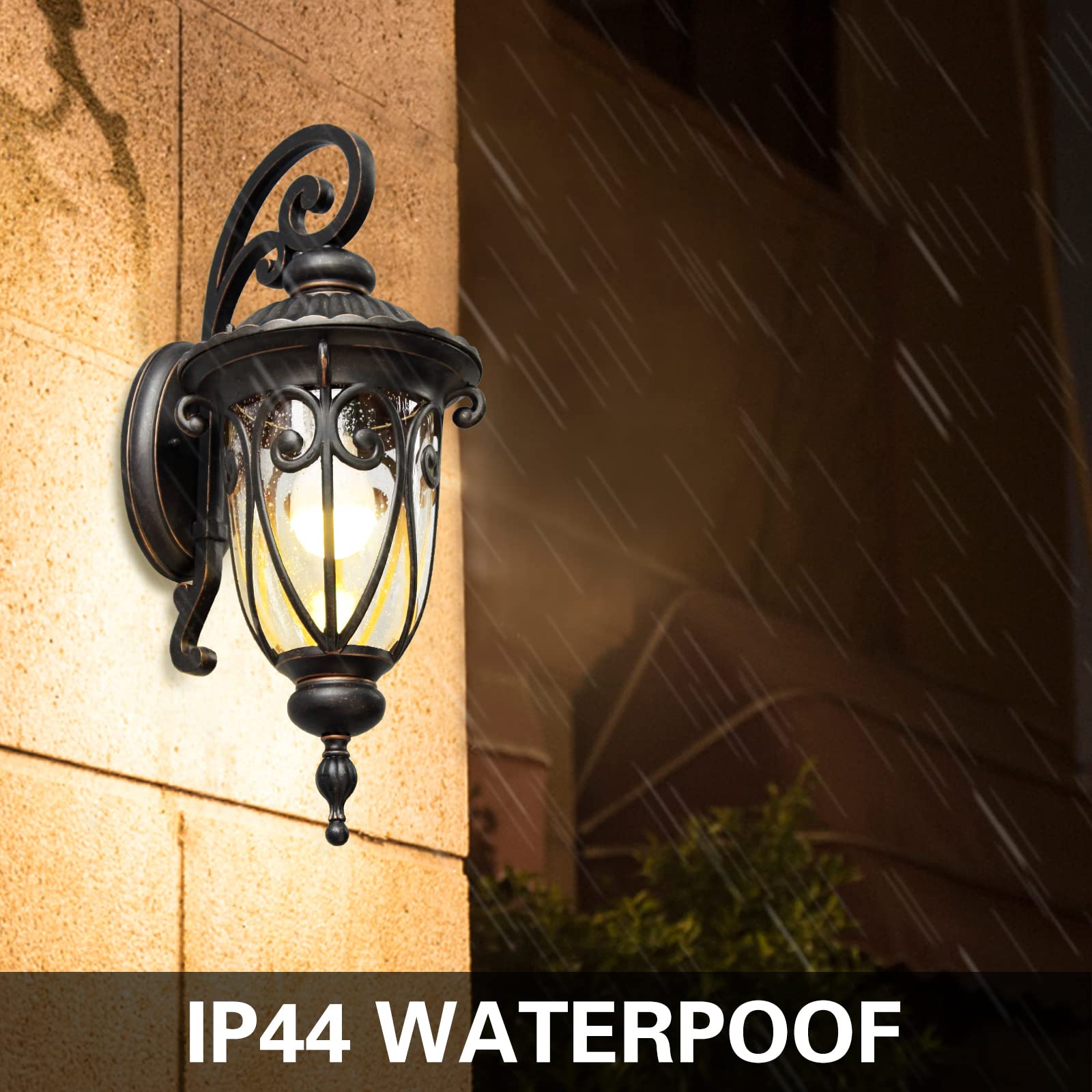 Goalplus 23&quot; Large Antique Bronze Outdoor Wall Light Sconce With Clear Glass Shade