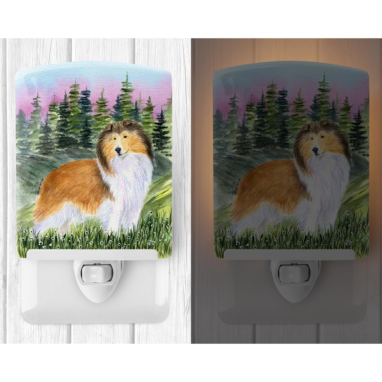 Carolines Treasures Sheltie Ceramic Night Light, UL-Certified, 6x4x3in, Multicolor, Model SS8321CNL