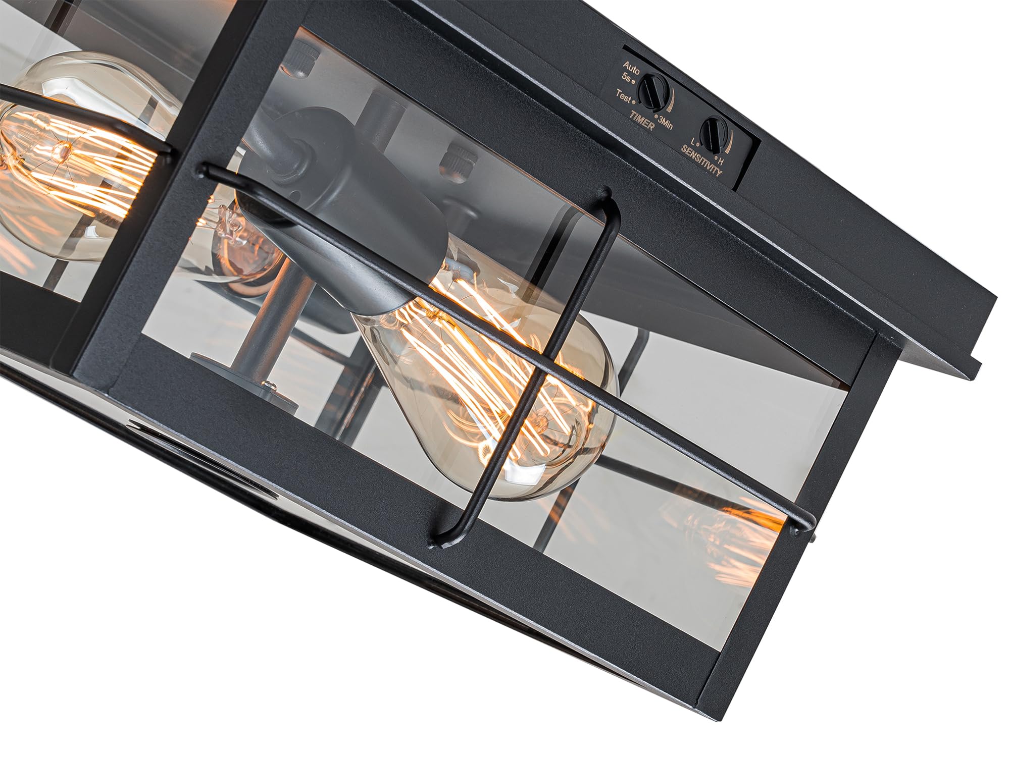 Oupavocs Modern Outdoor Ceiling Light With Motion Sensor, Clear Glass, 2-Light Farmhouse Fixture