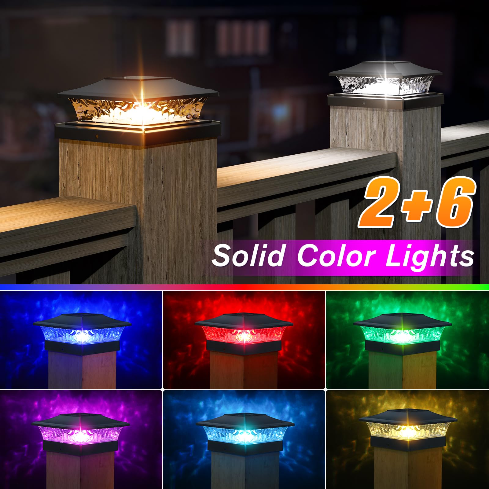 Aponuo 4X4 Solar Lighted Post Caps,4X4 Solar Post Cap Lights 4 Lighting Modes,Deck Post Lights Solar Powered Outdoor For Fence D