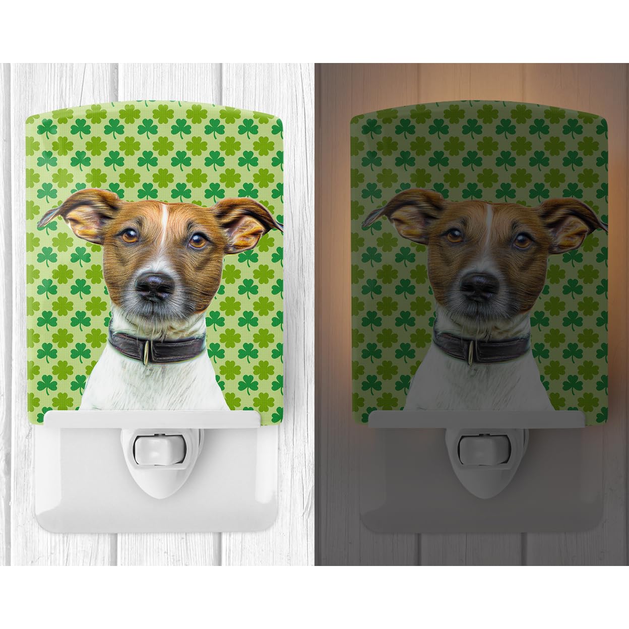 Carolines Treasures Ceramic Night Light Shamrock Jack Russell Terrier 6x4x3in Multicolor Model KJ1197CNL