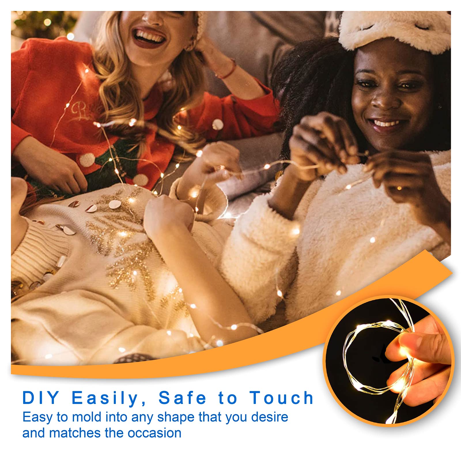 Ostwiki Fairy Lights - 12 Pack Warm White LED String Lights, 7ft Battery Operated Copper Mini Lights for Crafts, Wedding, Christmas Decor