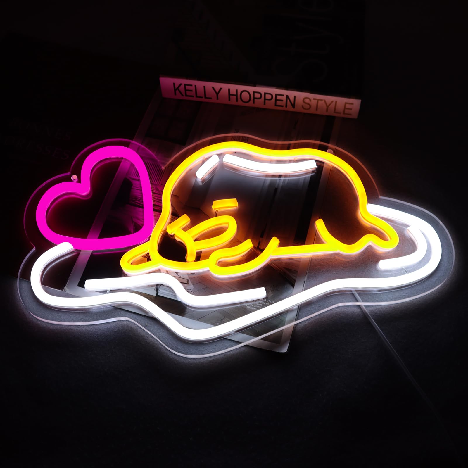 Balanar Gudetama Neon Sign, Acrylic LED Light for Wall Decor, B-Gudetama Model