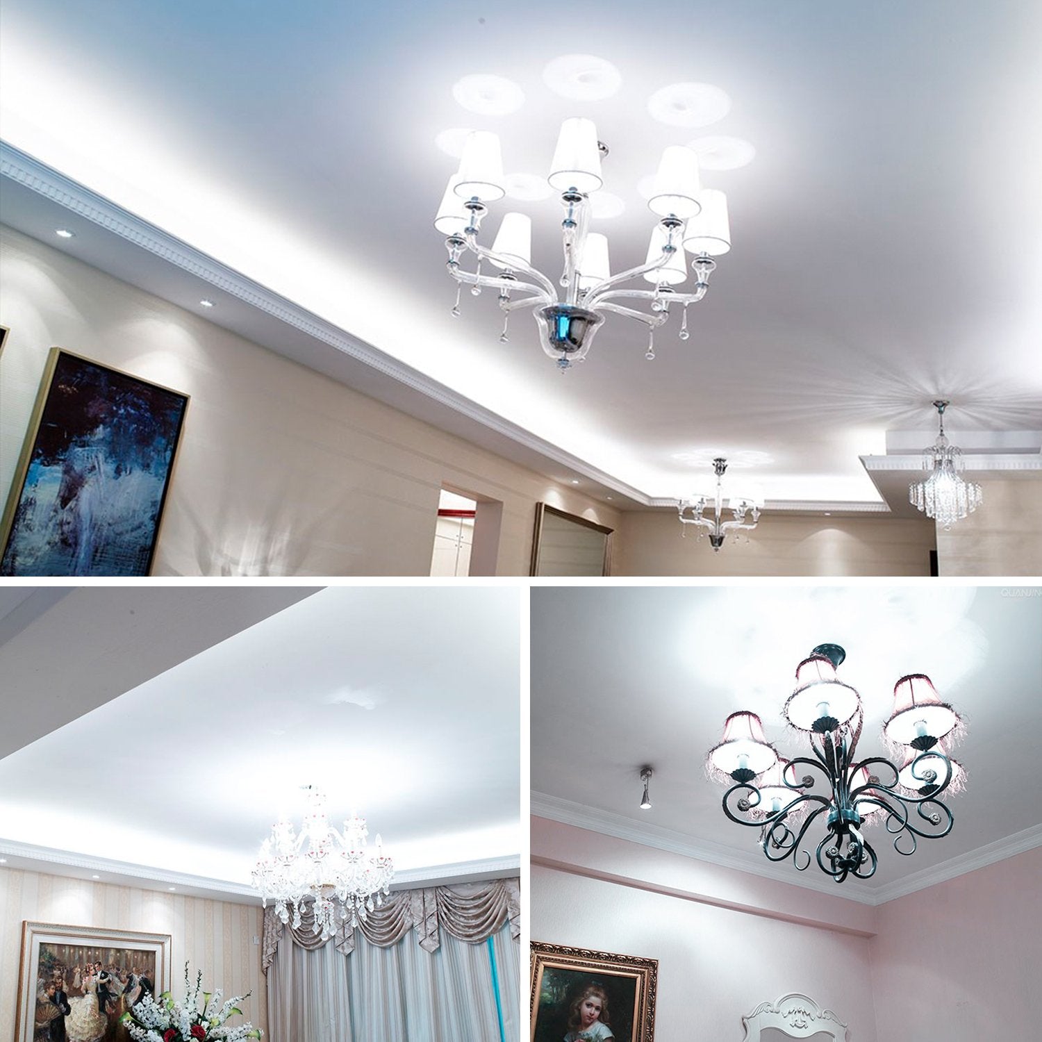 Gezee Led Candelabra Bulb, Non-Dimmable, 100 Watt Equivalent, 12W Led Candle Bulbs, Daylight White 6000K, 120V, 1200Lumens, E12