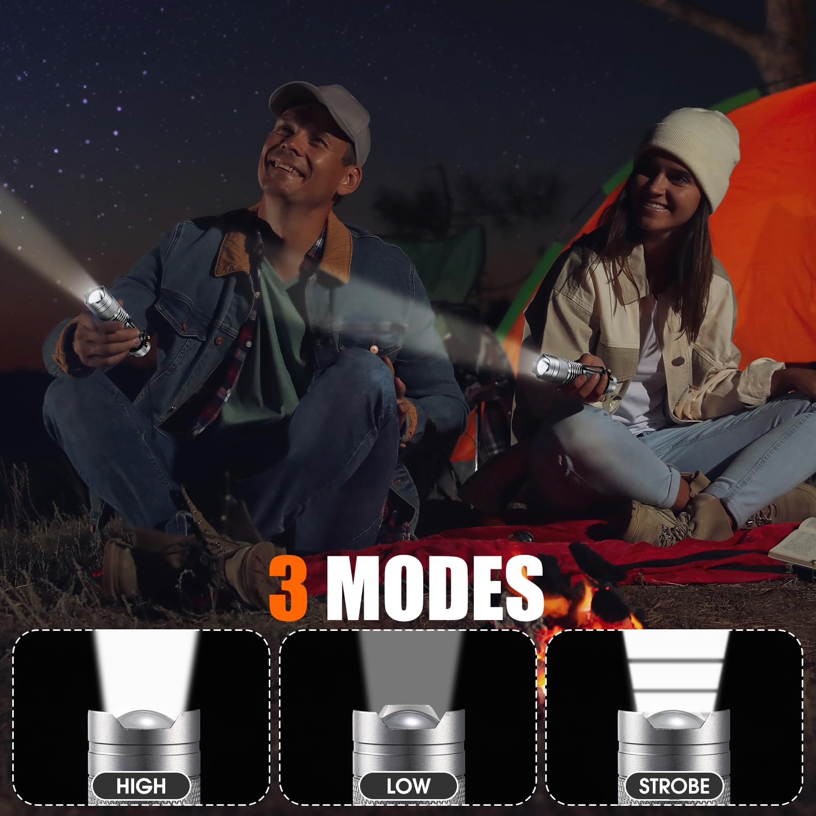 Fumete 20 Pieces Led Flashlight Mini 3 Mode Tactical Torch Small Water Resistant Pocket Flash Light Adjustable Focus Light Pen F