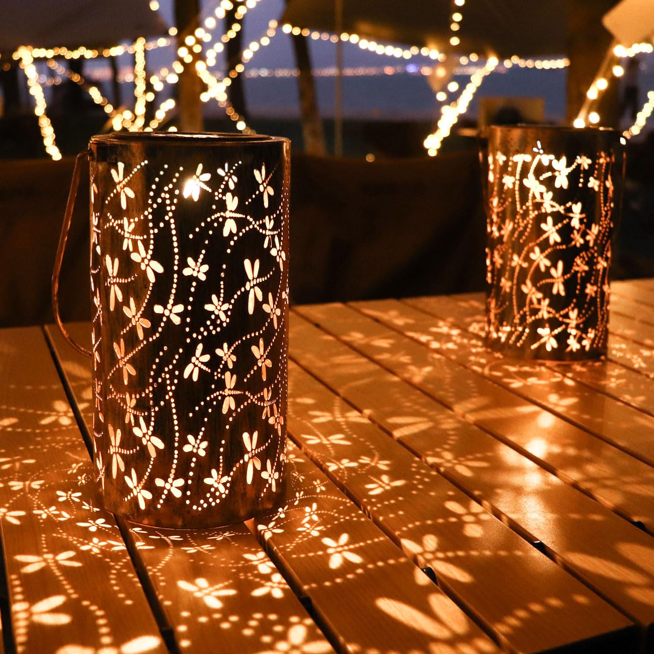 Azeeboi 2 Pack Solar Lanterns Outdoor Waterproof Dragonfly Lantern Garden Decor Birthday Gifts For Women Mom Grandma Hanging Solar Lights Metal Decoration For Yard  Patio  Backyard  Porch
