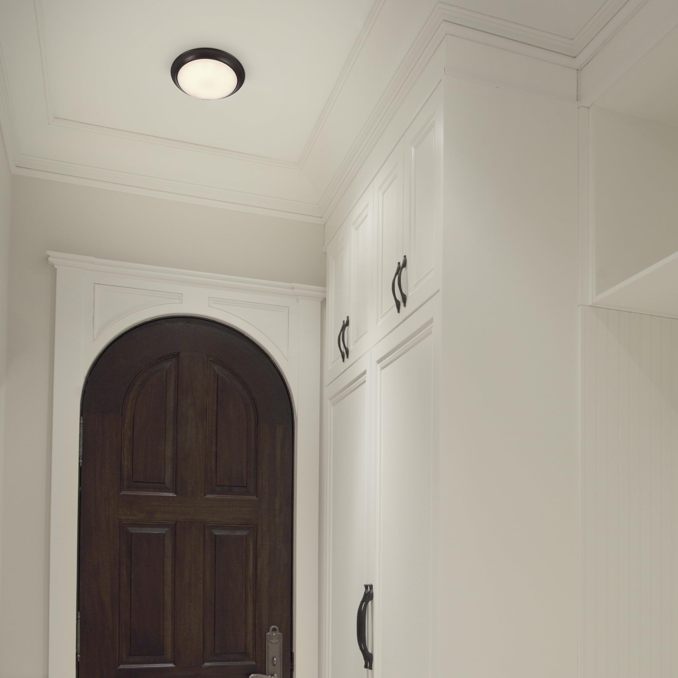 Maxxima 7 In. Bronze Slim Round Led Flush Mount Ceiling Light Fixture, Led Disk Light 900 Lumens, Warm White 3000K Dimmable Dome