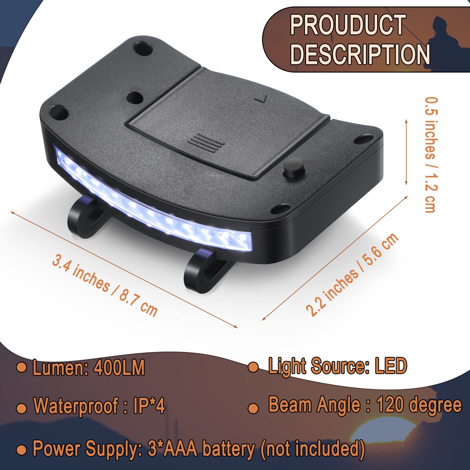 Hortsun 10 Pcs Cap Light Clip 11 Led Cap Lights Clip On Hat Battery Hat Brim Clip On Light Black Waterproof Ultra Bright Hat Fla