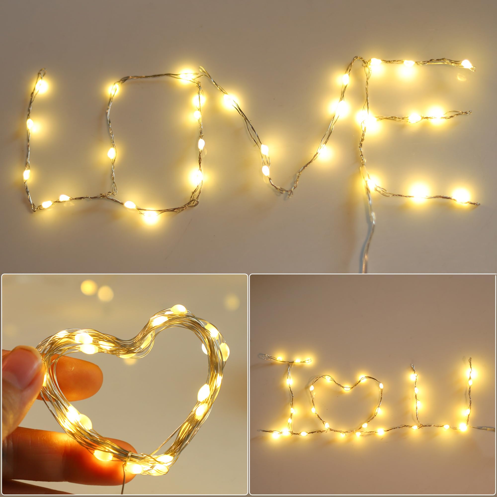 6 Pcs Fairy Lights Battery Operated, Christmas Tree Decor Twinkle Lights, 10 Feet 30 Leds String Lights, Flashing And Constant Light Modes, For Parties, Glass Bottle Decoration (Warm Color)