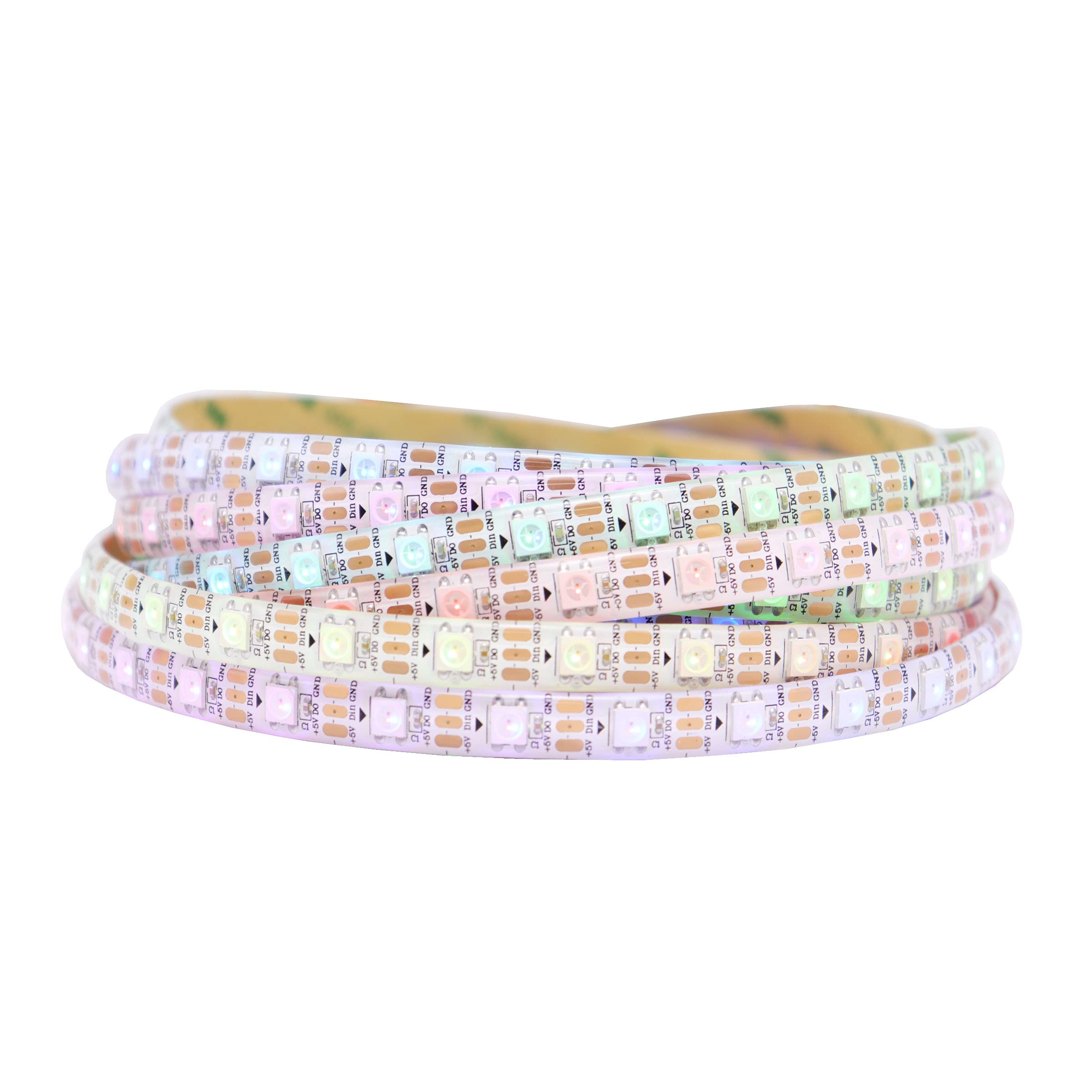 Loamlin Ws2812B Rgb Led Strip 16.4Ft 300 Leds Ip65 Waterproof White Pcb Fpcb