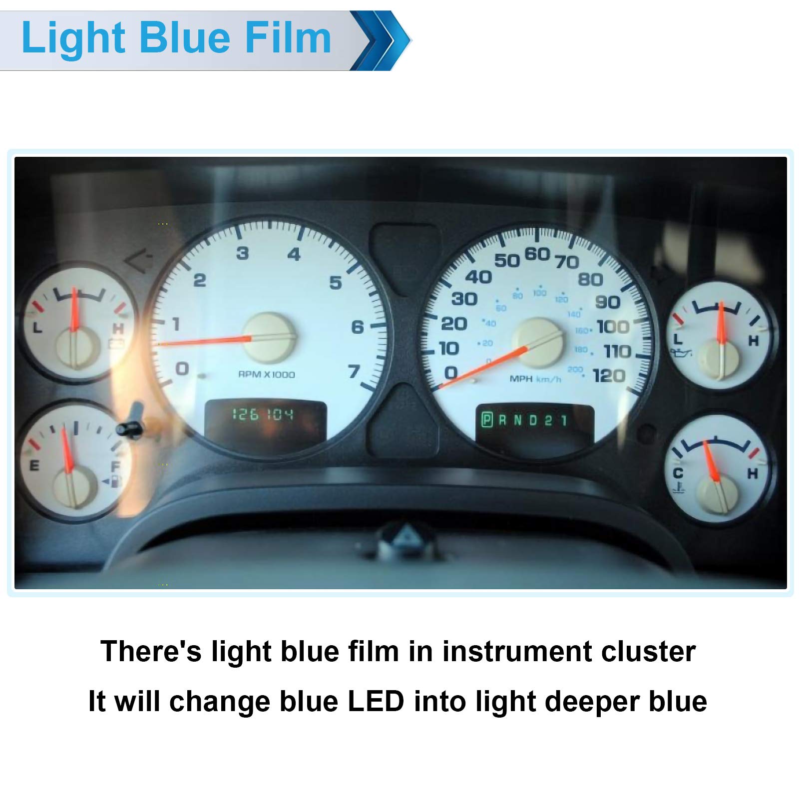 Mbuydiy Blue Led Lights Bulbs For Instrument Gauge Cluster Panel Speedometer Compatible With 2002-2006 Ram 1500 2500 3500 Pickup