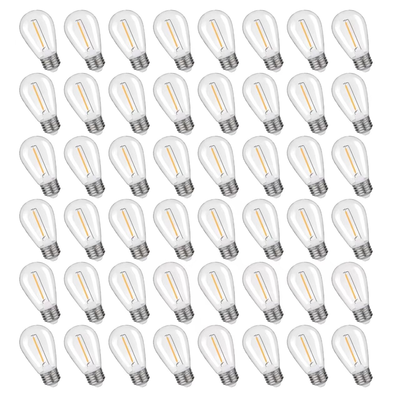 Kly 48-Pack 1W Led S14 String Light Bulbs, Plastic Shatterproof Replacement Edison Bulbs, Equivalent To 10W, Warm White 2200K E2