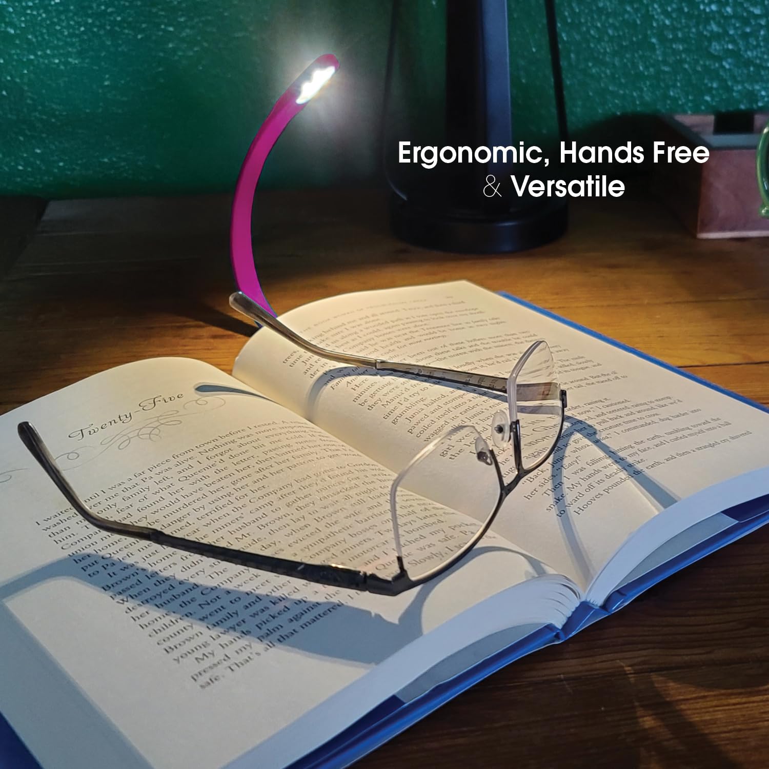 Mighty Bright Rechargeable Book Light - Warm Eye Care LEDs, Flexible, Dimmable, Purple, Model 47013, Perfect for Kids & Bookworms