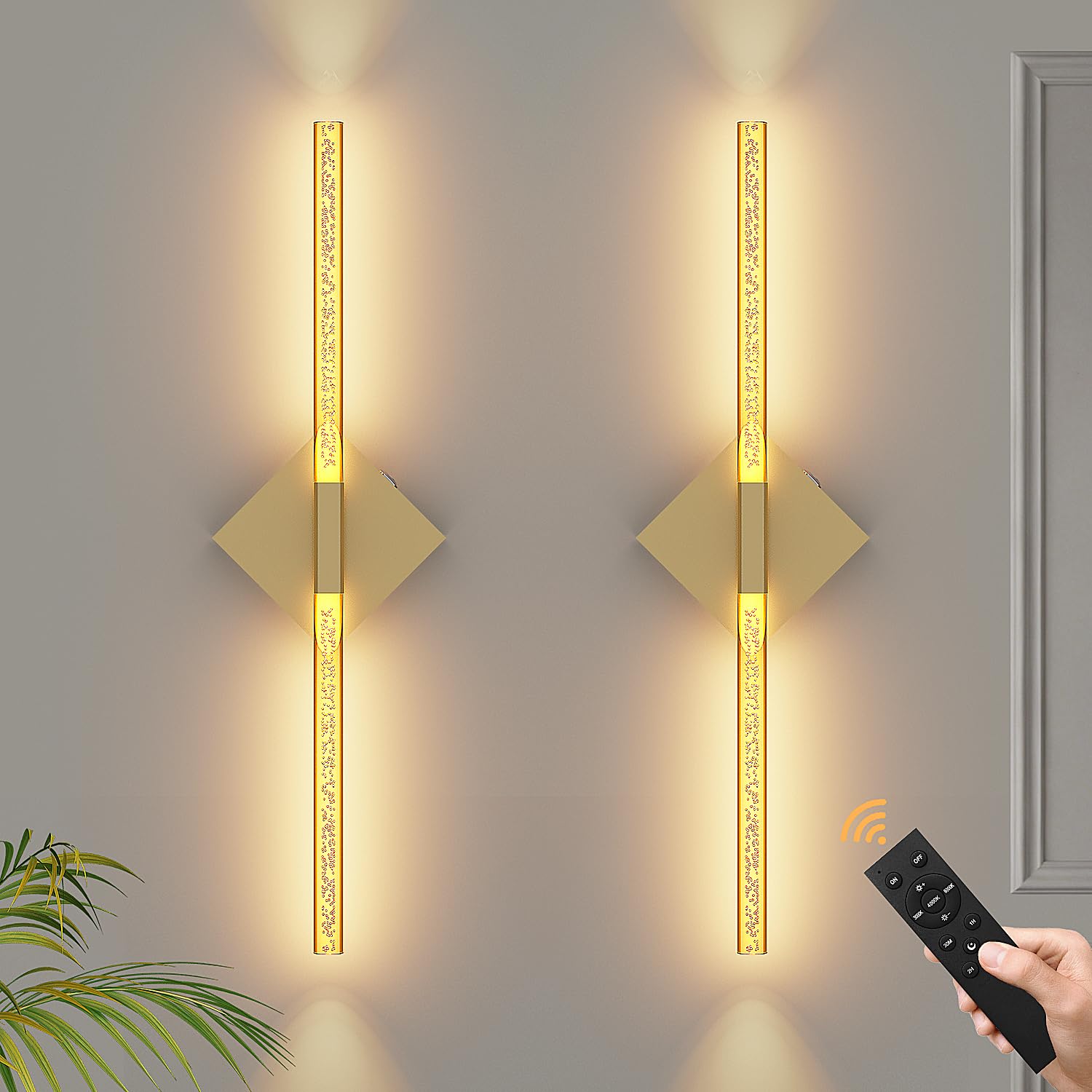 Wireless wall sconces set of two