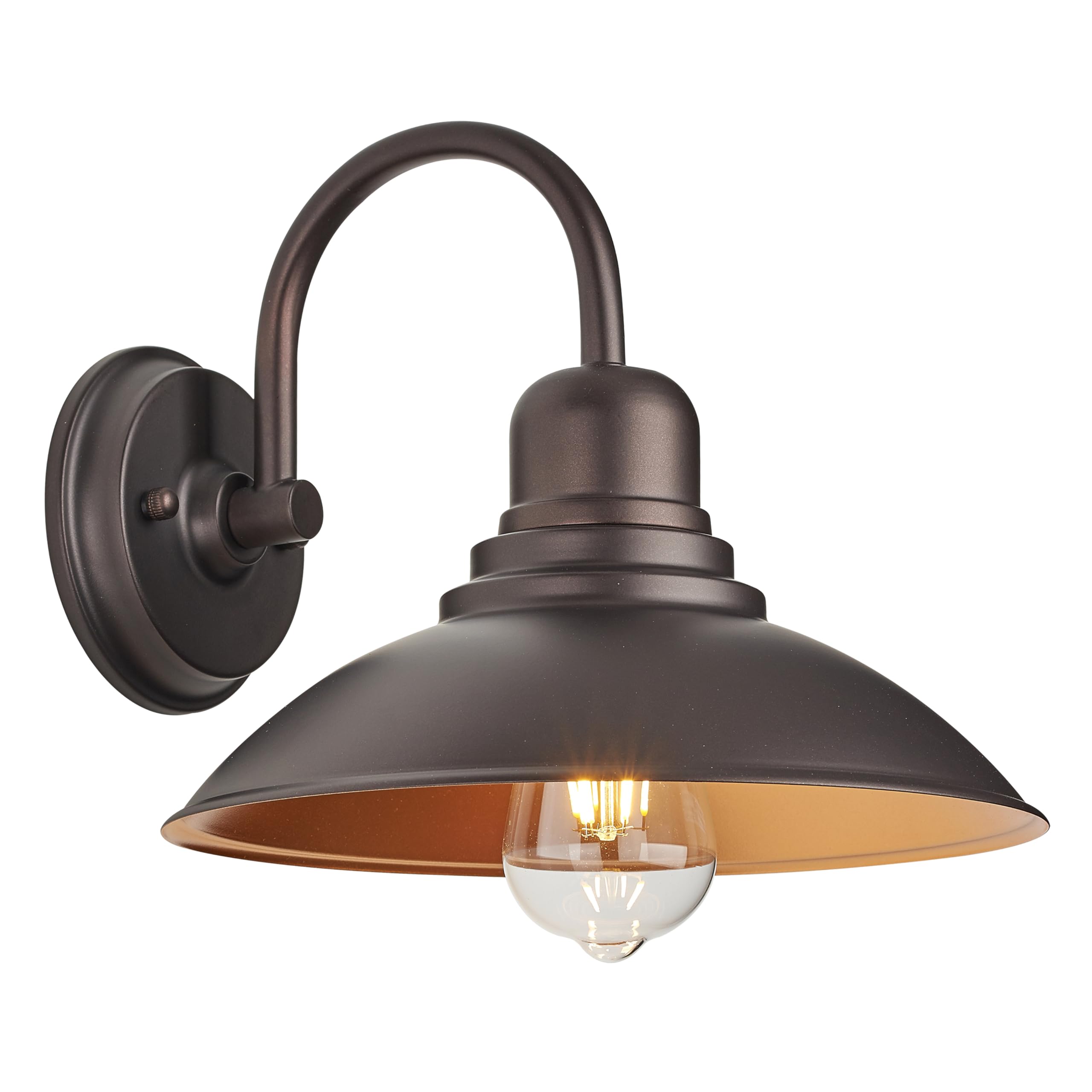 Flalinko Bronze Gooseneck Barn Light Rustic Farmhouse  Indoor Cottage Vanity Lighting With E26 Based Socket  Round Outdoor Barn Wall Sconce Light For House Bedroom Garage Bathroom