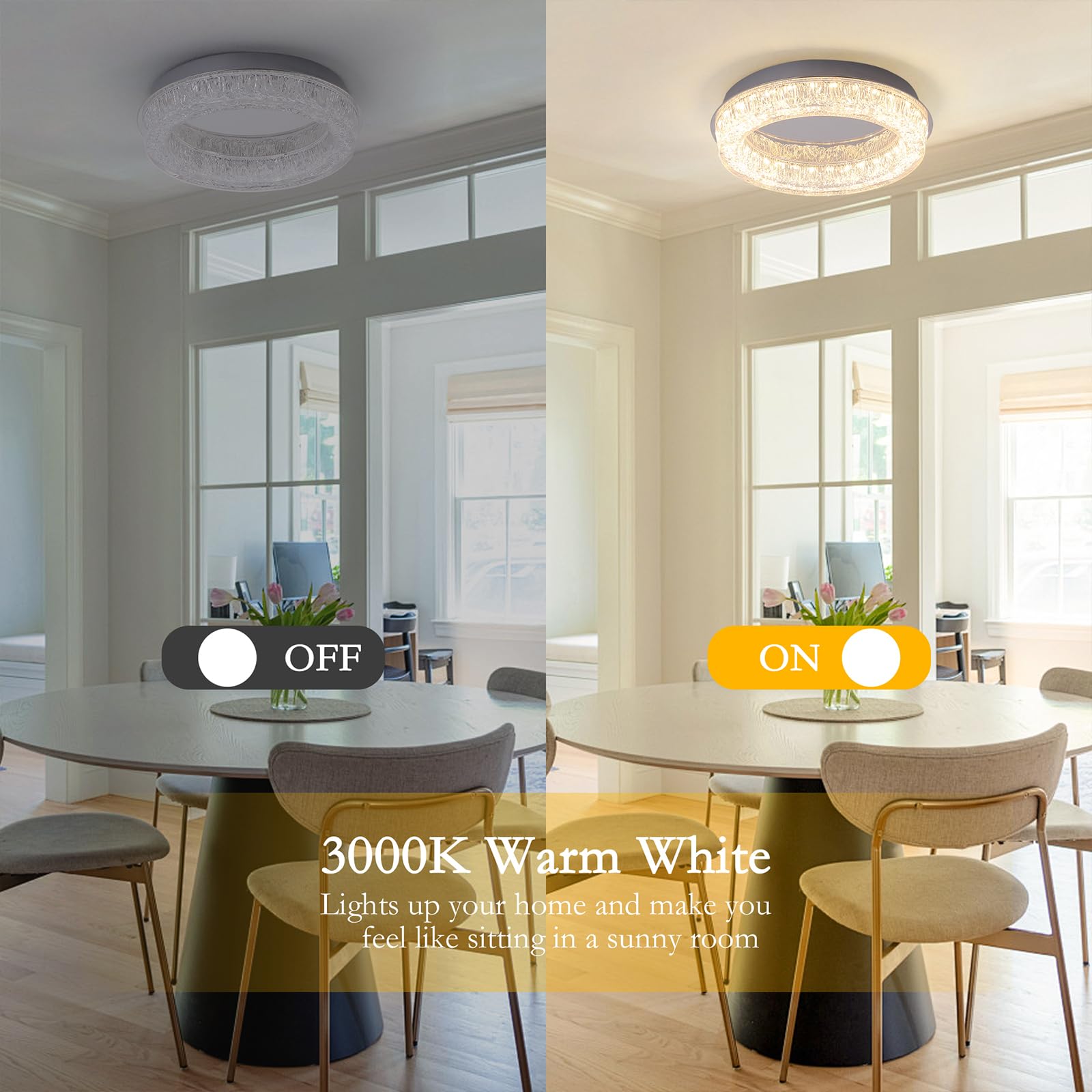 Qcyuui Flush Mount Ceiling Light 12.2In Modern Led Ceiling Light Round Led Light Fixture With Acrylic Lampshade Ceiling Lamp For Bedroom Kitchen Entryway Hallway Foyer Chrome 3000K