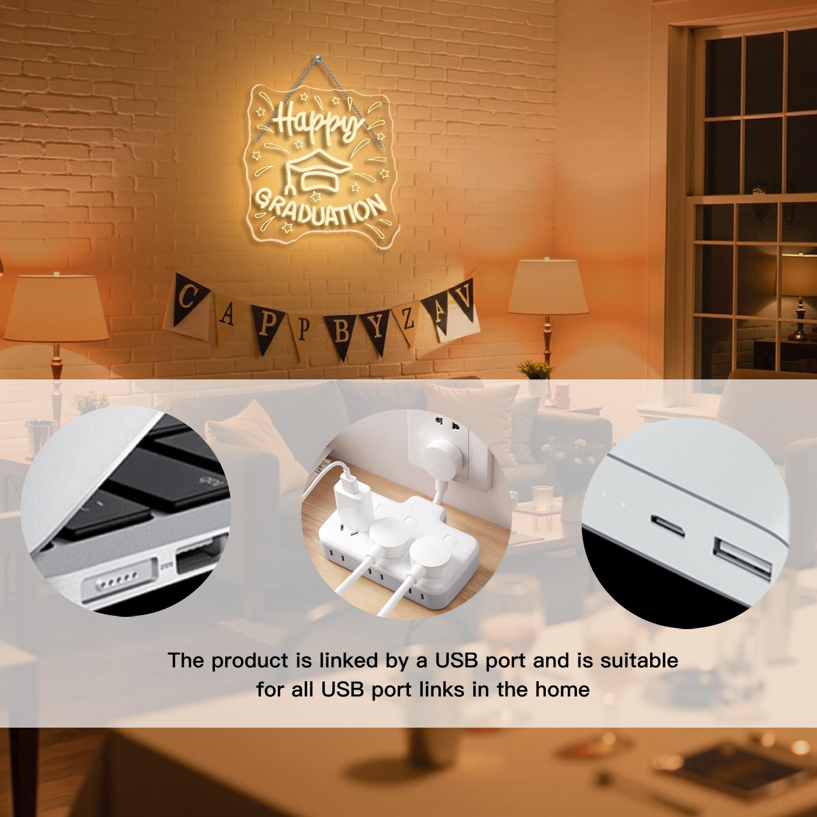 Wlhope Happy Graduation Neon Sign Led Signs For Graduation Ceremony Wall Decor  Neon Lights Transparent Acrylic Board Sign For Classroom Dorm School Bedroom Decoration Gifts For Teens
