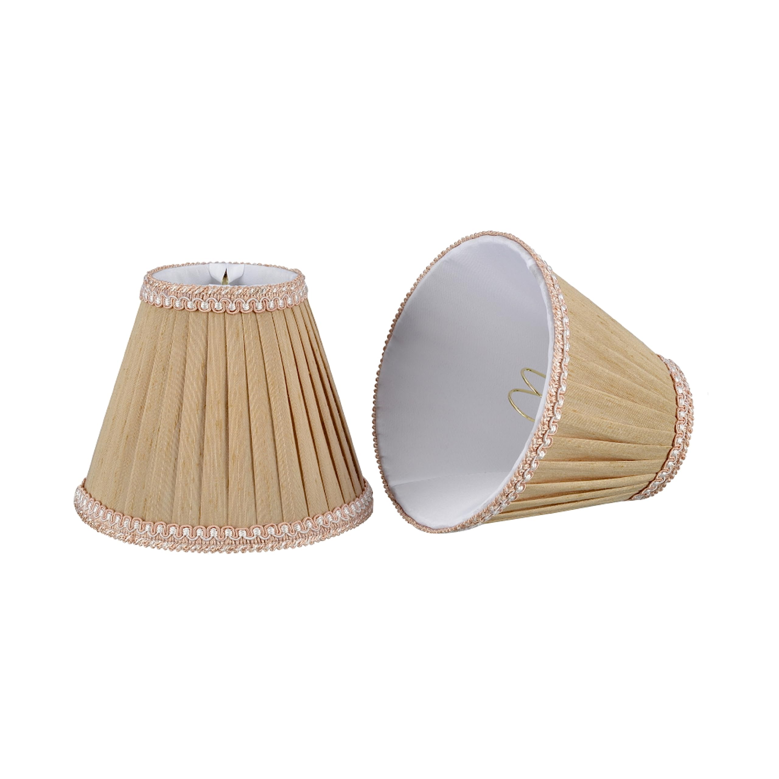 Aspen Creative 33003-2 Small Pleated Empire Shape Chandelier Clip-On Lamp Shade, Creme, 3'' Top x 6'' Bottom x 5'' Slant, 2 Pack