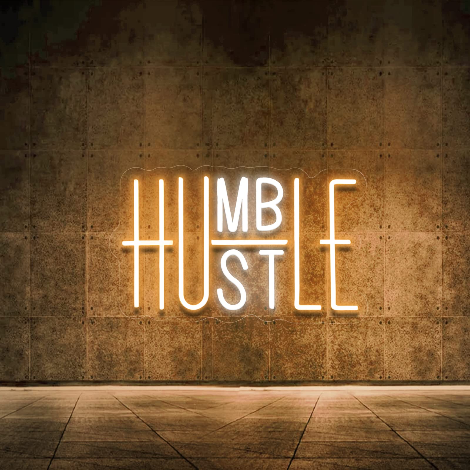 Hustle LED Neon Sign for Wall Decor, Humble Party Decorations, USB Powered Switch Adjustable Brightness LED Neon Lights, for Off